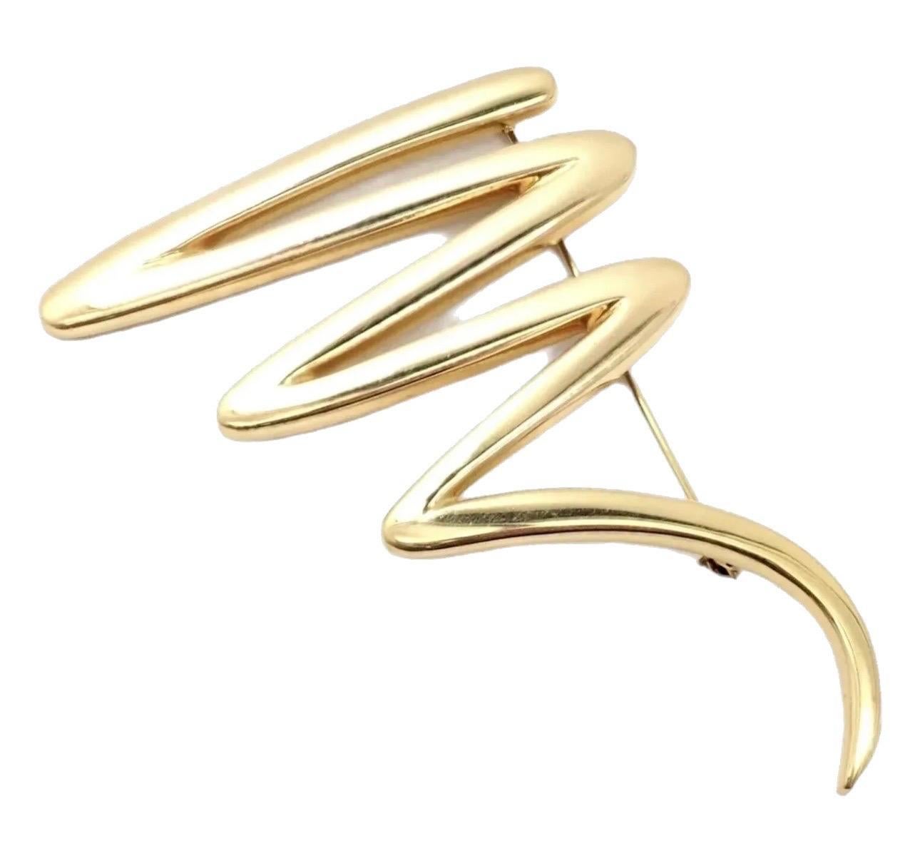 Tiffany & Co. Épingle/broche en or jaune 18 carats Picasso, grand Zig Zag, 31 gm en vente 4