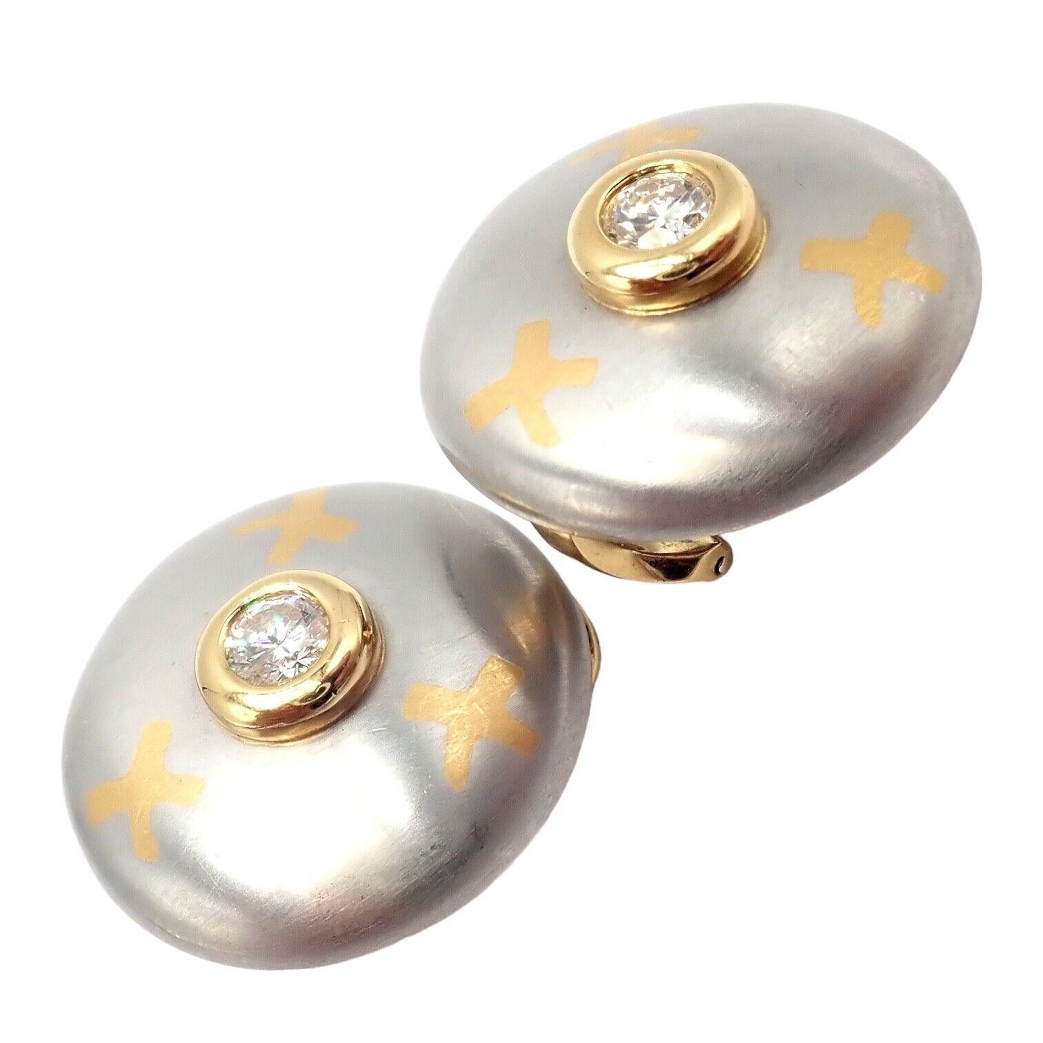 Tiffany & Co Picasso Diamant-Ohrringe aus Platin und Gelbgold mit Signatur X im Angebot 5
