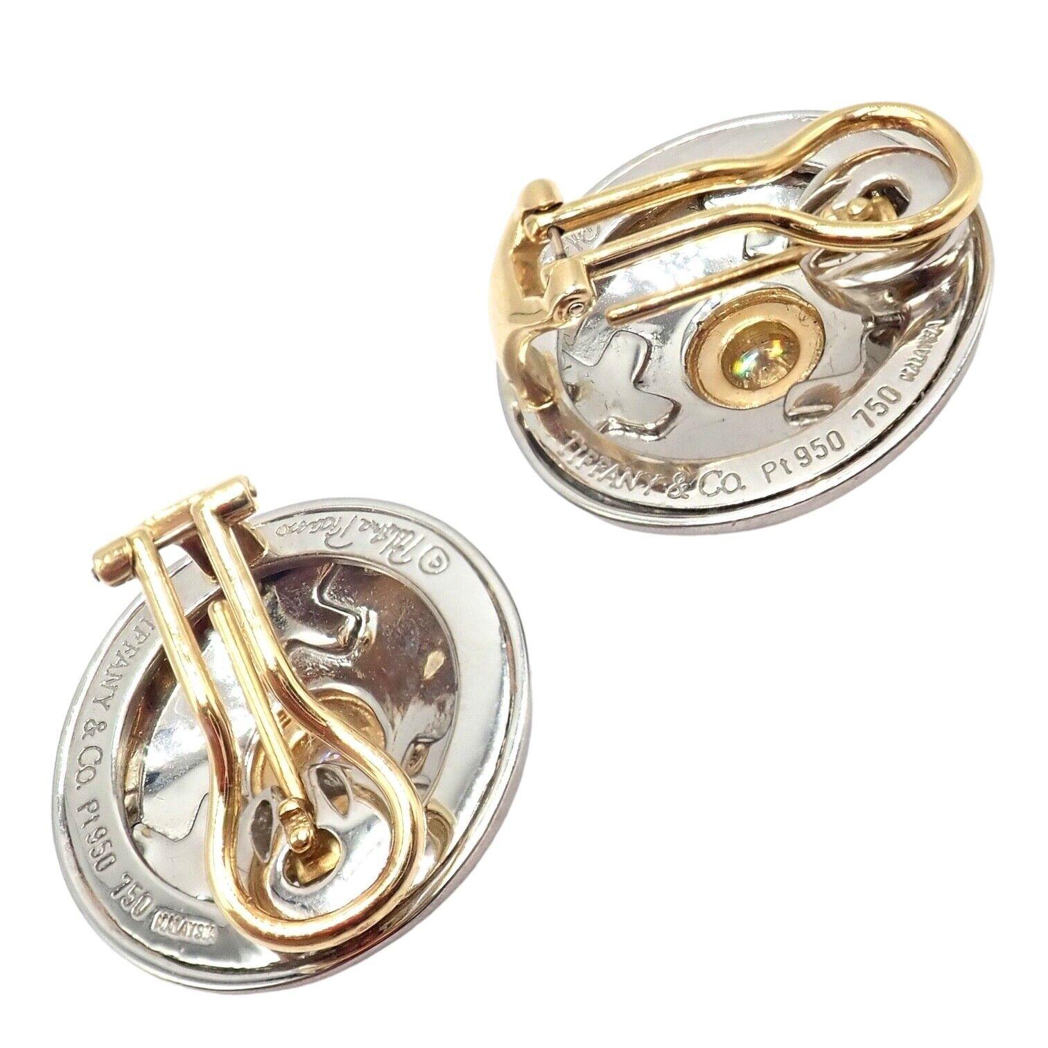Tiffany & Co Picasso Picasso Diamond Signature X Platinum Yellow Gold Earrings In Excellent Condition For Sale In Holland, PA