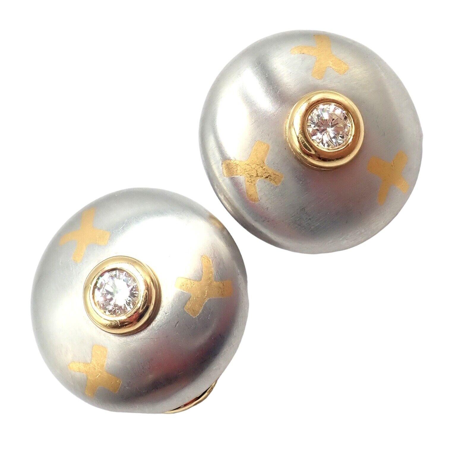 Tiffany & Co Picasso Diamant-Ohrringe aus Platin und Gelbgold mit Signatur X im Angebot 3