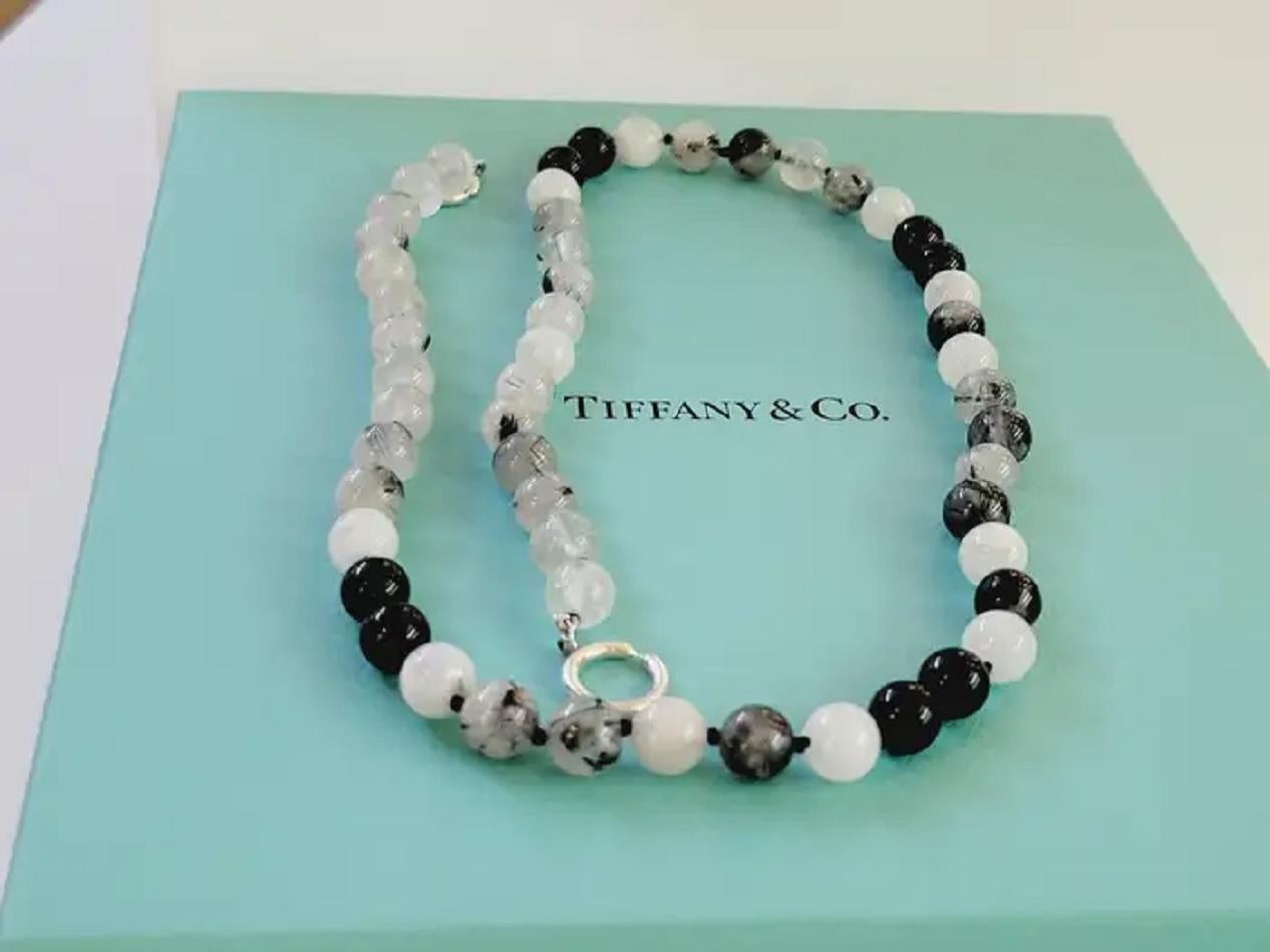 Round Cut Tiffany & co Picasso Rare Moonstone Quartz onyx Chain For Sale