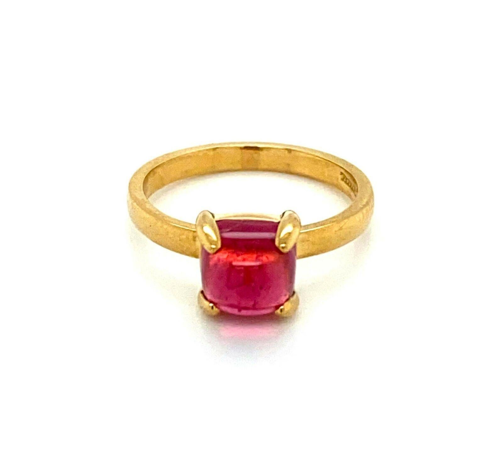 Tiffany & Co. Picasso Rubellite Gem 18k Yellow Gold Sugar Stacks Ring In Excellent Condition In Boca Raton, FL