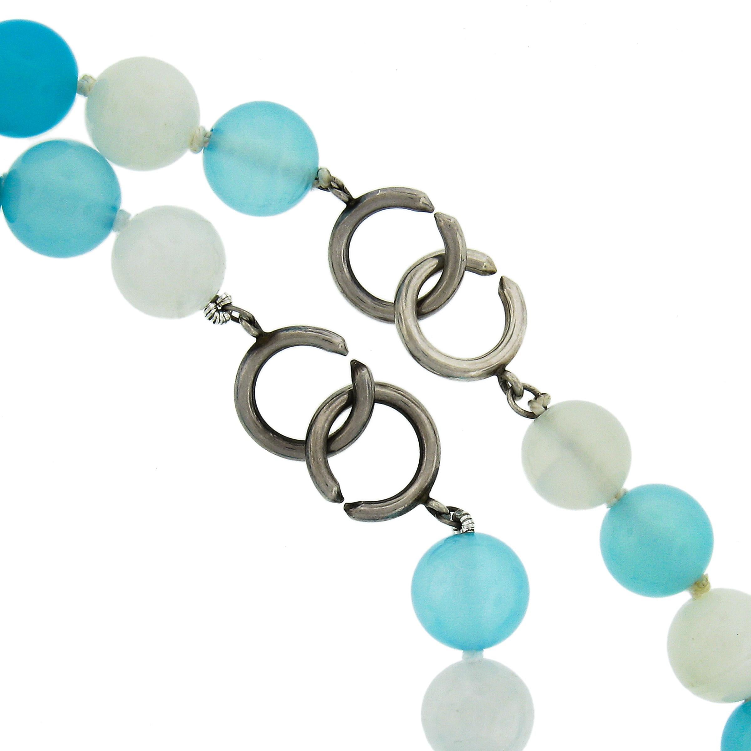 Tiffany & Co. Picasso Silver Amazonite & Chalcedony Bead Bracelet Necklace Set In Excellent Condition In Montclair, NJ