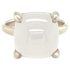 Tiffany & Co. Picasso Sugar Stacks Milky Quartz Sterling Silver Ring Size 6