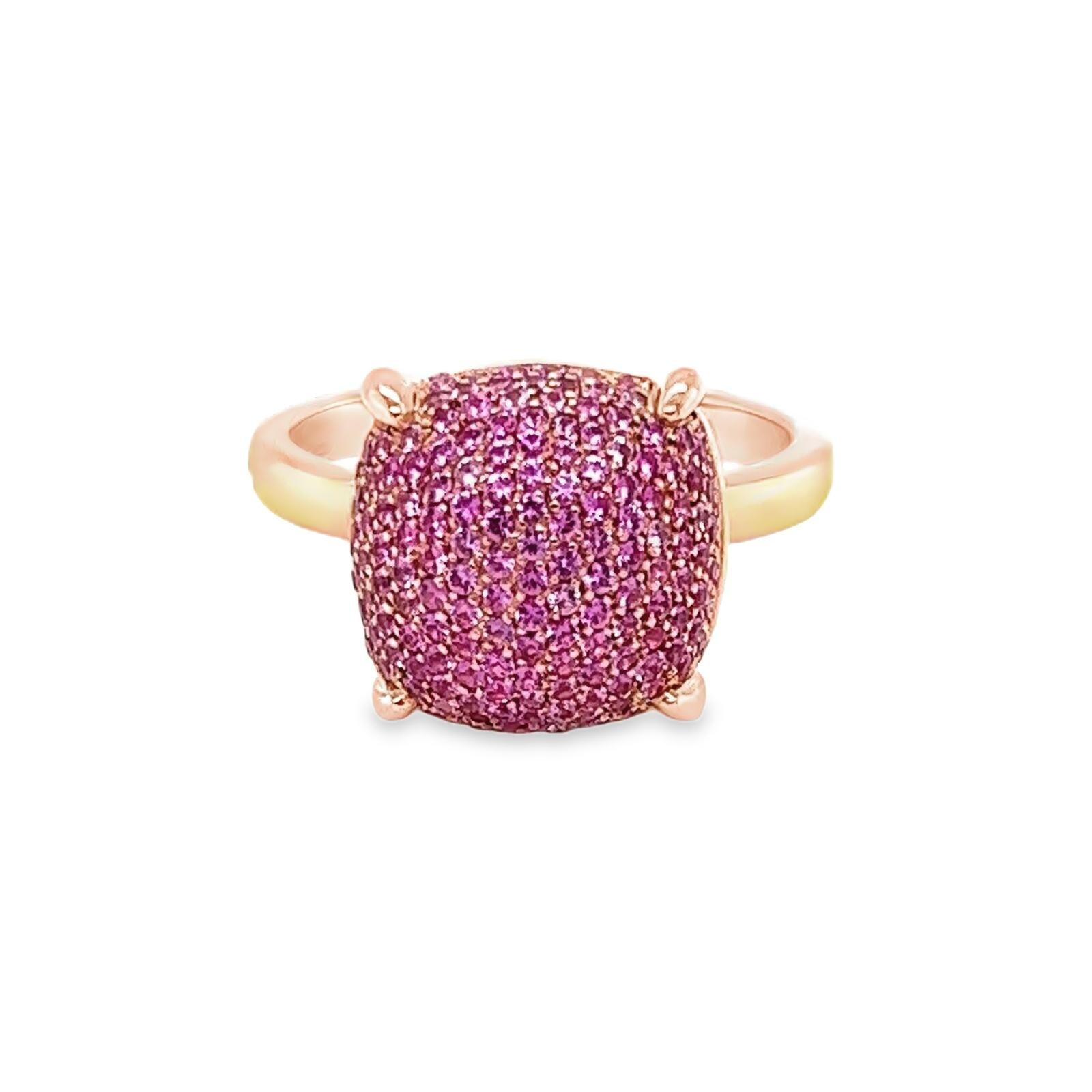 Brilliant Cut Tiffany & Co. Picasso Sugar Stacks Pink Sapphires 18k Rose Gold Ring - Size 7