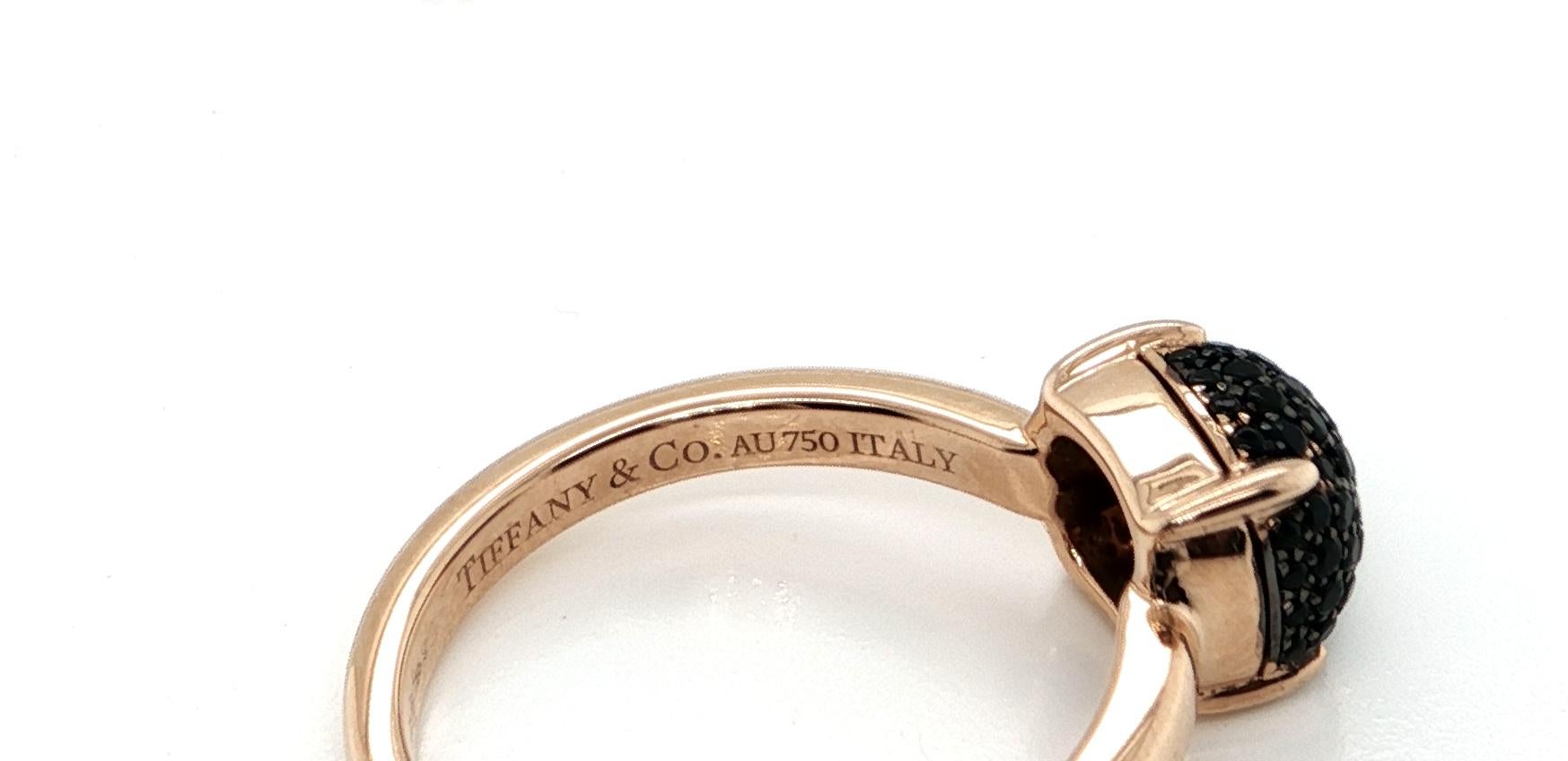 Tiffany & Co. Anillo Picasso Sugar Stacks Espinela negra Oro rosa 18k Talla 4.5 en venta 1