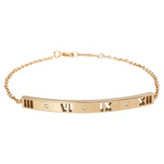 Tiffany & Co. Pierced Atlas Bar Diamond 18K Yellow Gold Bracelet