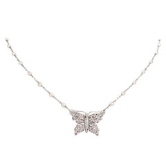 Tiffany & Co. Pink Diamond and Akoya Pearl Butterfly Pendant Necklace