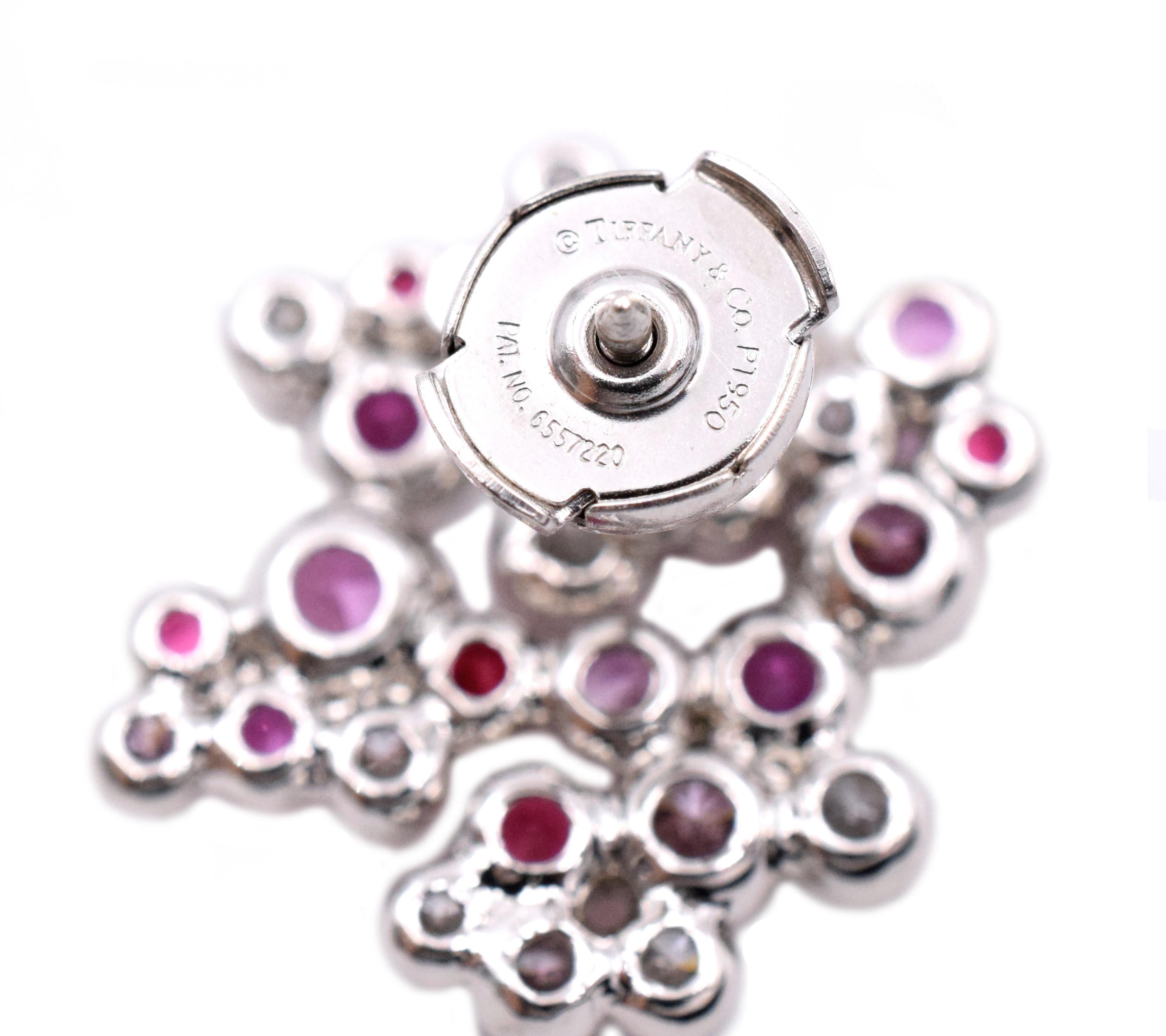 Taille ronde Tiffany & Co. Bracelet ou boucles d'oreilles en diamant rose et saphir en vente