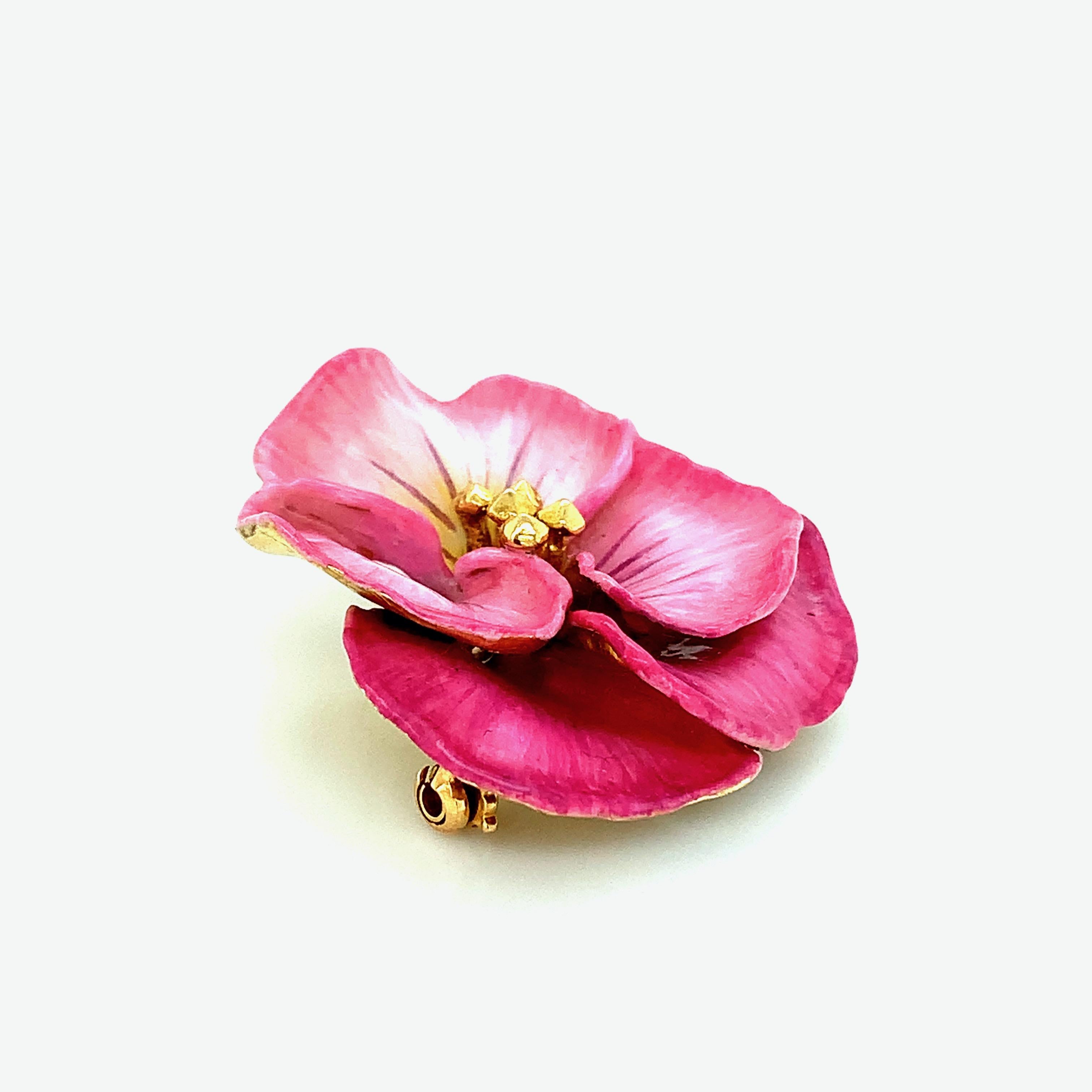 Tiffany & Co. Pink Pansy Gold Brooch For Sale 4