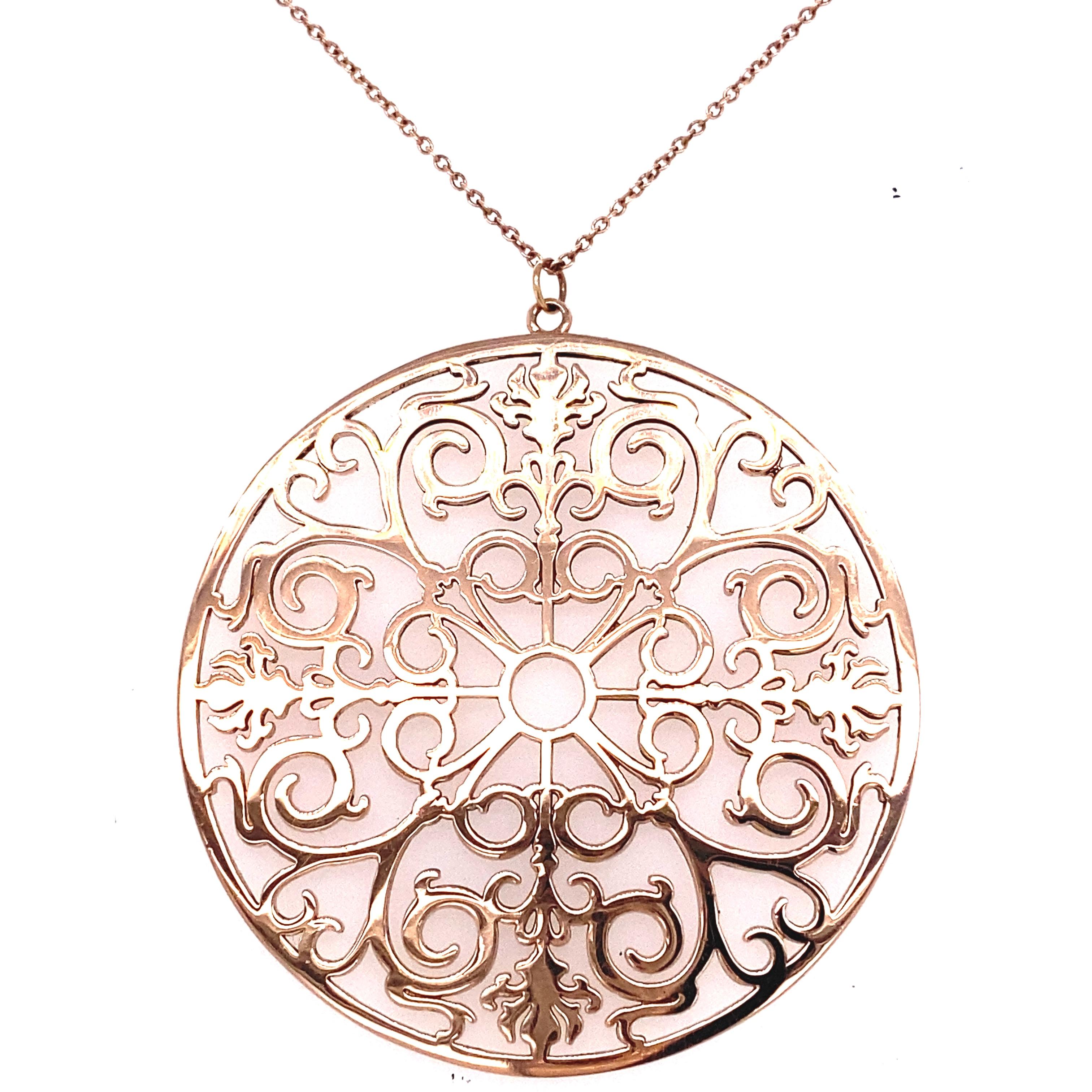 Tiffany & Co. Pink Rubedo Enchant Round Pendant Necklace Extra Large 5