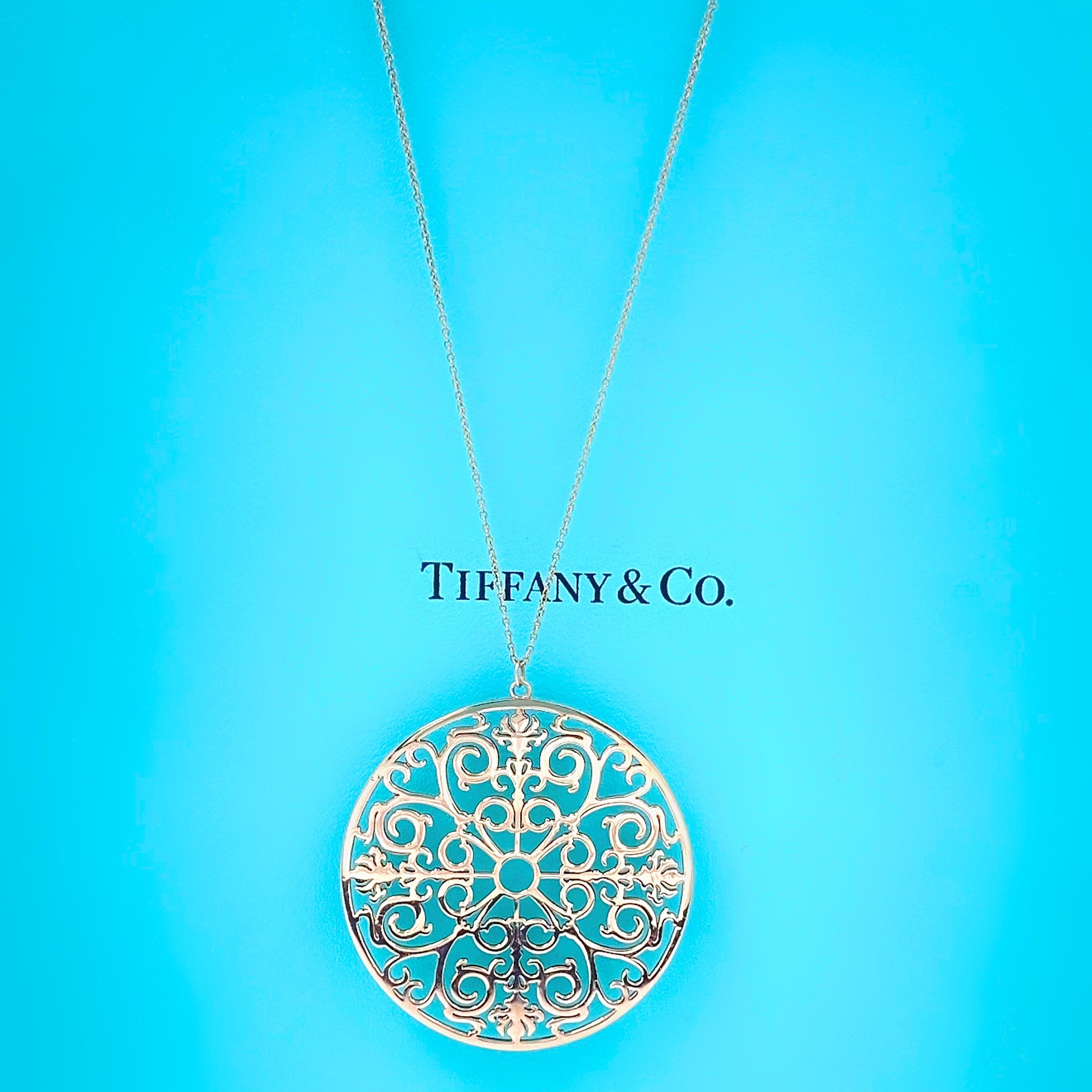 Tiffany & Co. Pink Rubedo Enchant Round Pendant Necklace Extra Large 8