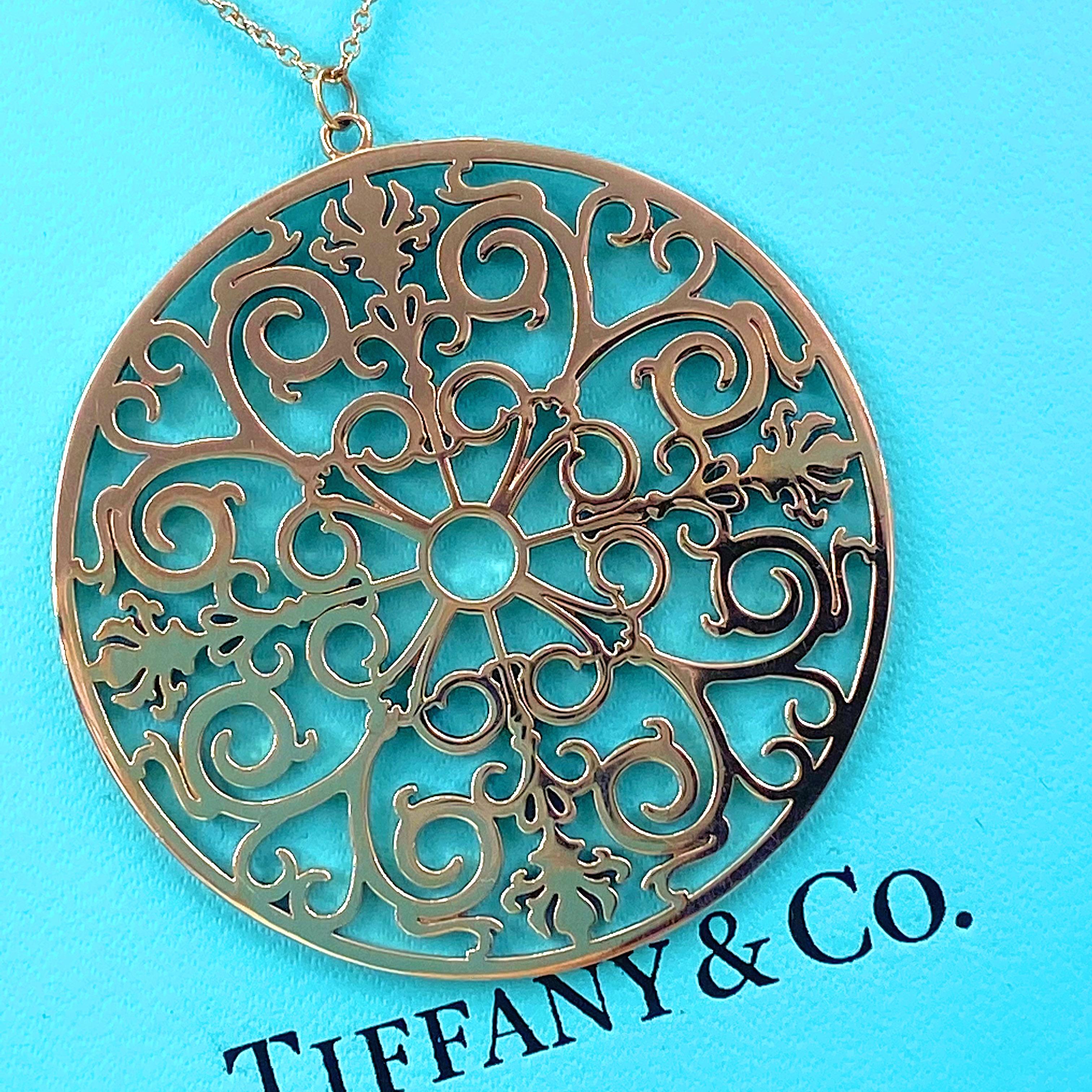 Tiffany & Co. Pink Rubedo Enchant Round Pendant Necklace Extra Large 1