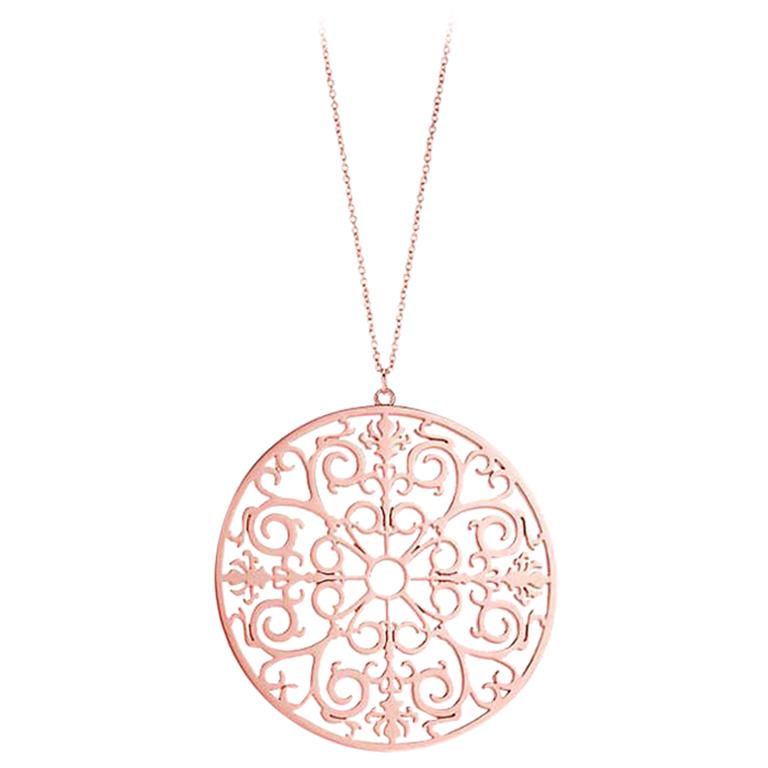 Tiffany and Co. Pink Rubedo Enchant Round Pendant Necklace Extra Large at  1stDibs