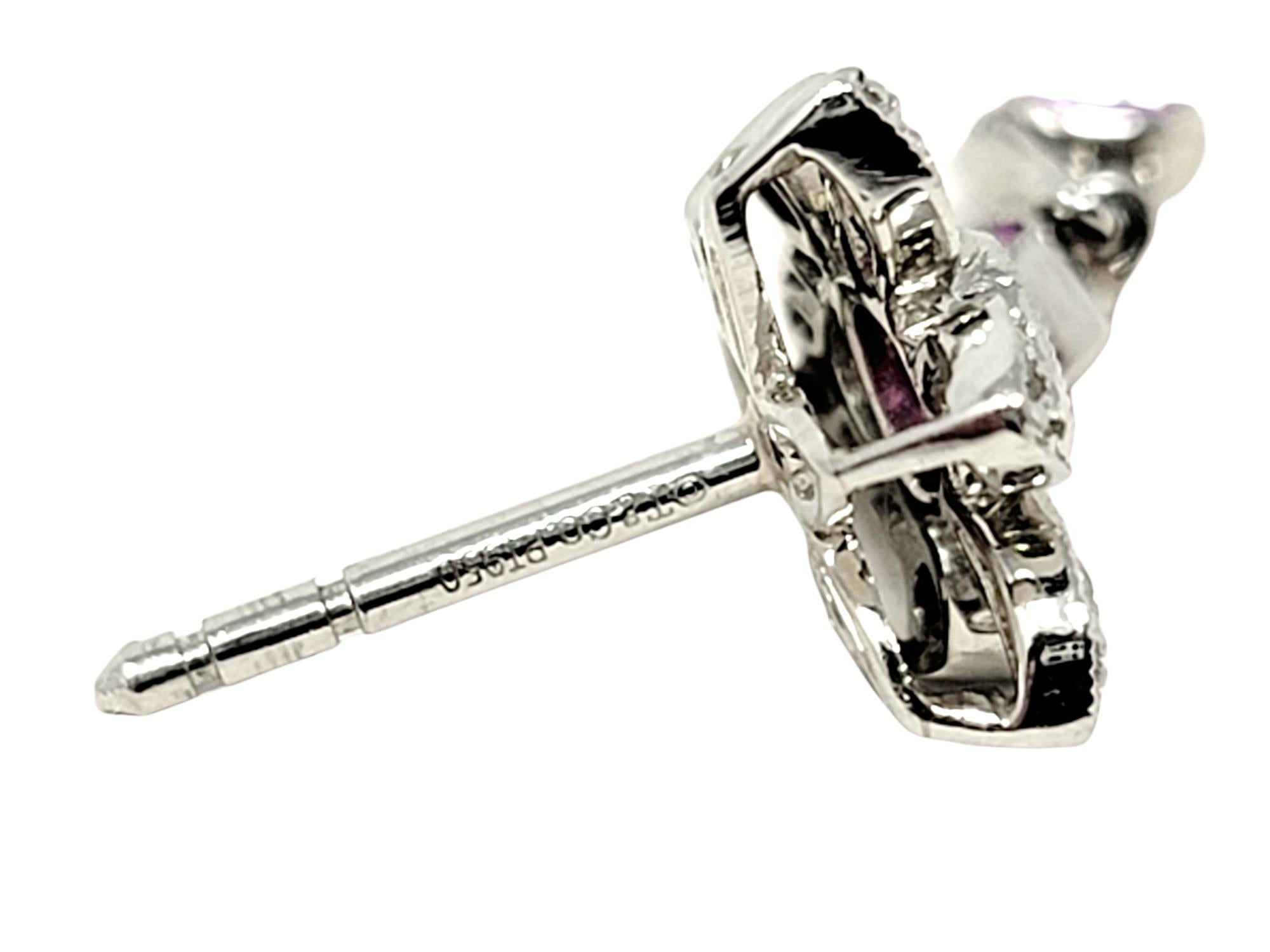 Tiffany & Co. Boucles d'oreilles pendantes en platine percées de saphirs roses et de diamants en forme de fleurs en vente 3