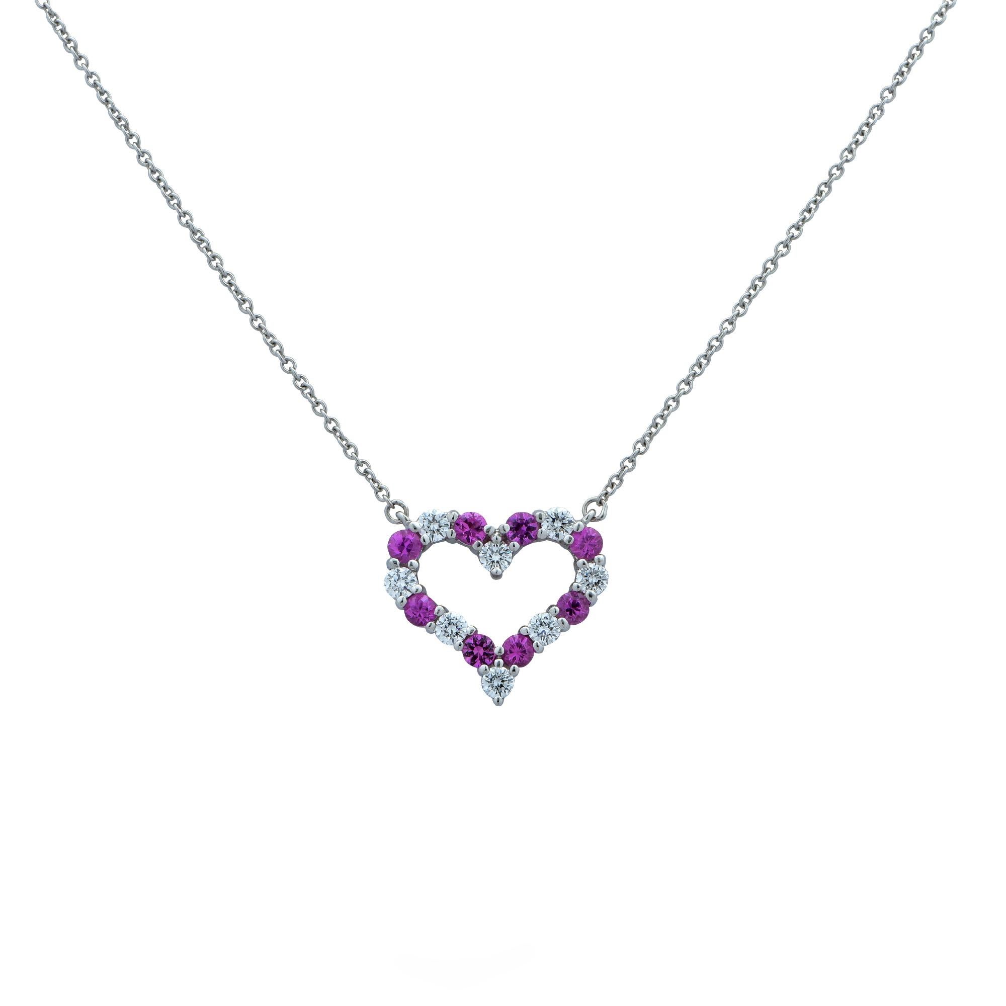 tiffany pink sapphire heart necklace