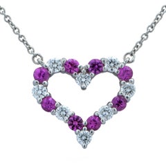 Tiffany & Co. Pink Sapphire and Diamond Heart Necklace