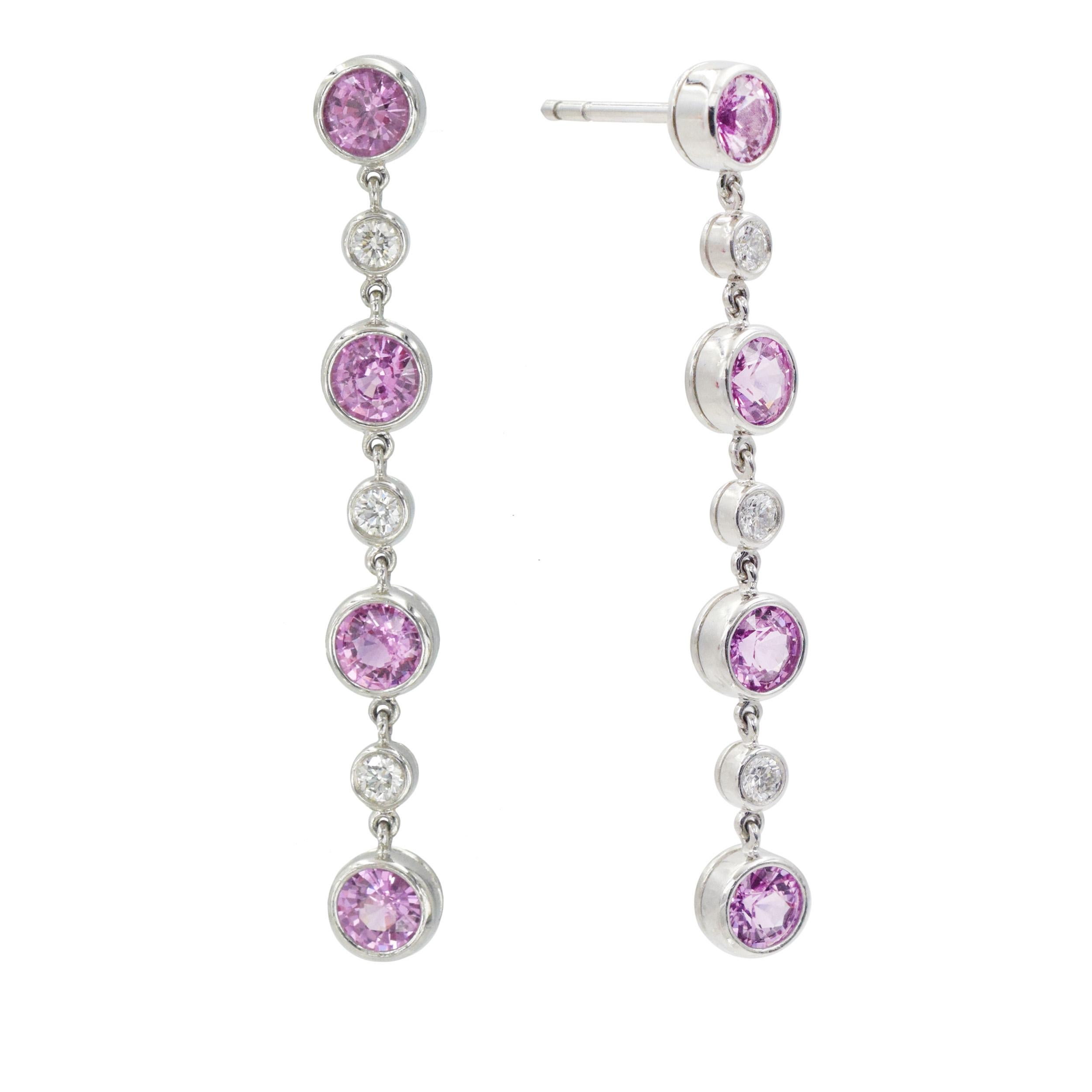 Tiffany & Co. Pink Sapphire and Diamond 'Jazz' Pendant-Earring In Excellent Condition For Sale In New York, NY