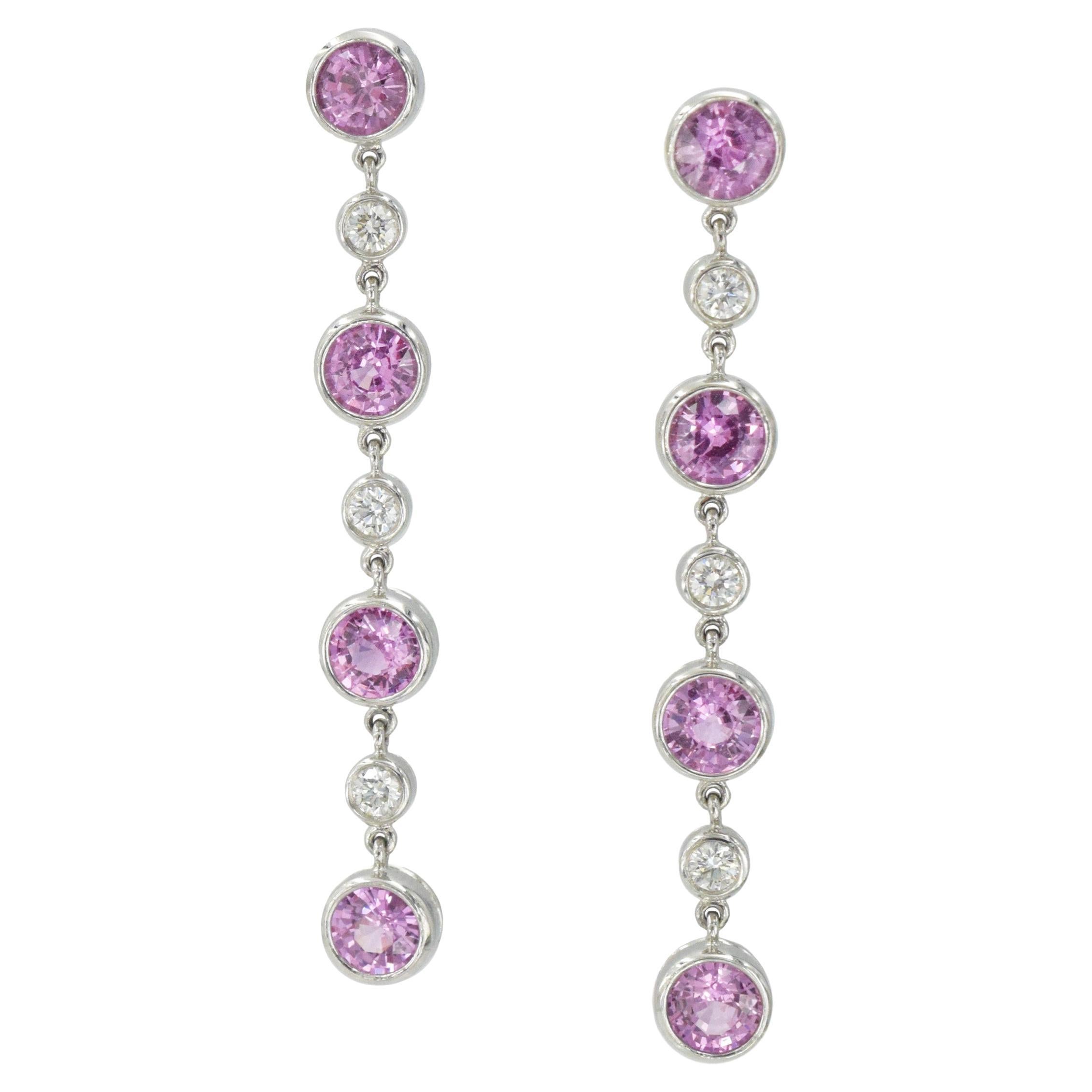 Tiffany & Co. Pink Sapphire and Diamond 'Jazz' Pendant-Earring For Sale