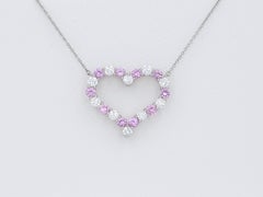 Tiffany & Co. Pink Sapphire and Diamond Large Heart Platinum Pendant Necklace