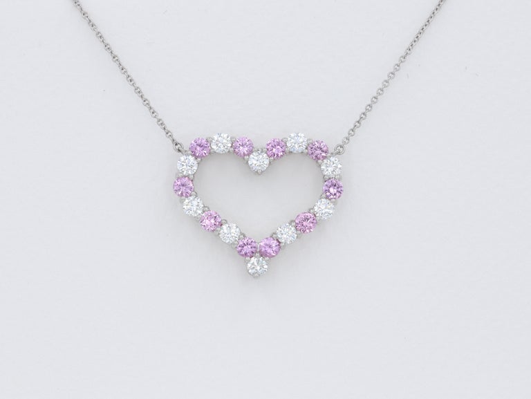 Tiffany and Co. Pink Sapphire and Diamond Large Heart Platinum