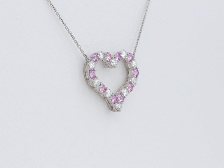 Tiffany & CO. Platinum Diamond & Pink Sapphire Heart Necklace • Alabama  Gold Refinery