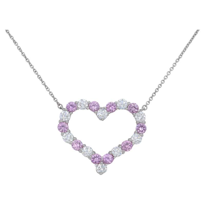 Tiffany and Co. Platinum and Diamond Heart Pendant Necklace For Sale at ...