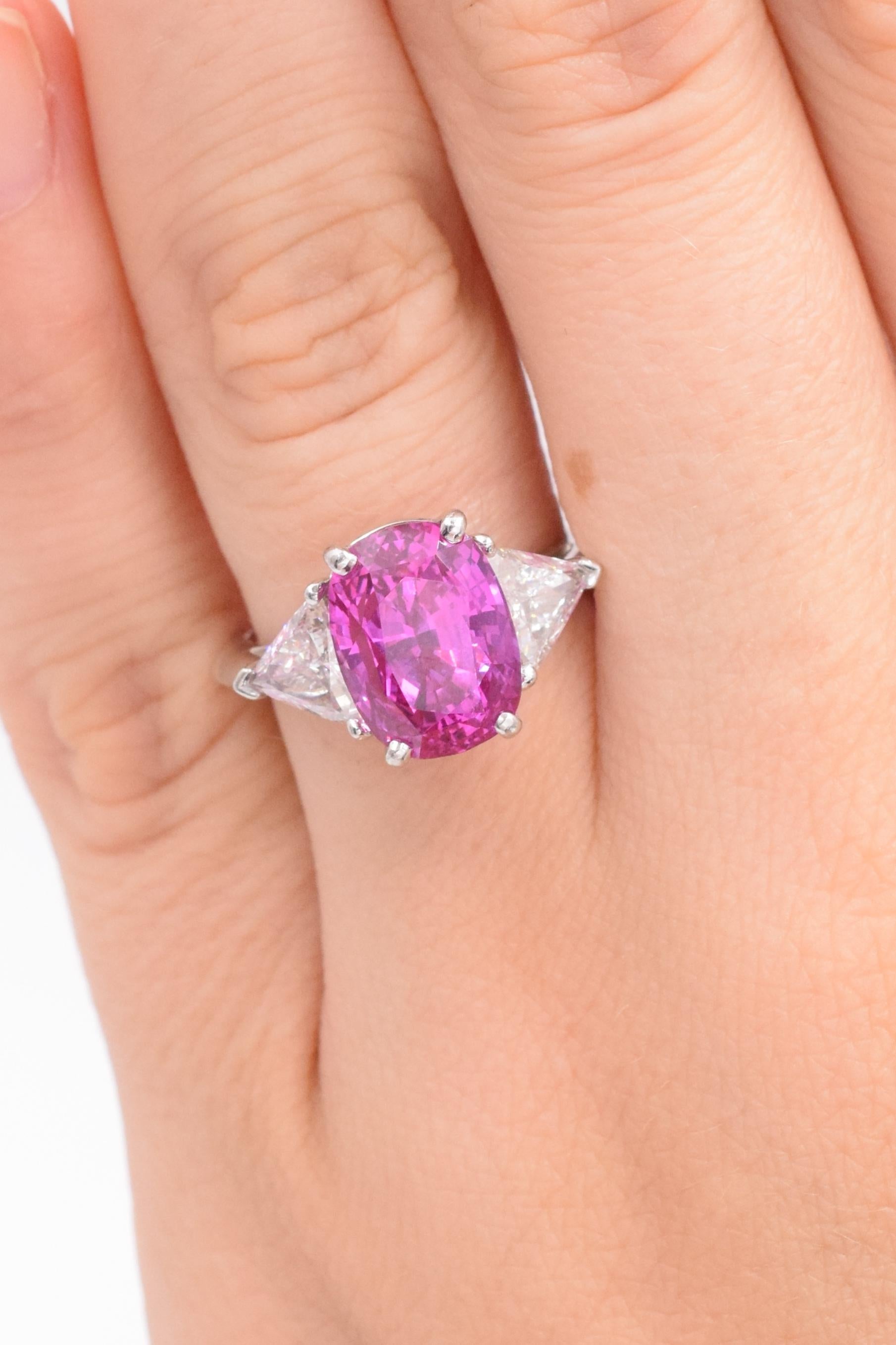 Cushion Cut Tiffany & Co. Pink Sapphire and Diamond Ring
