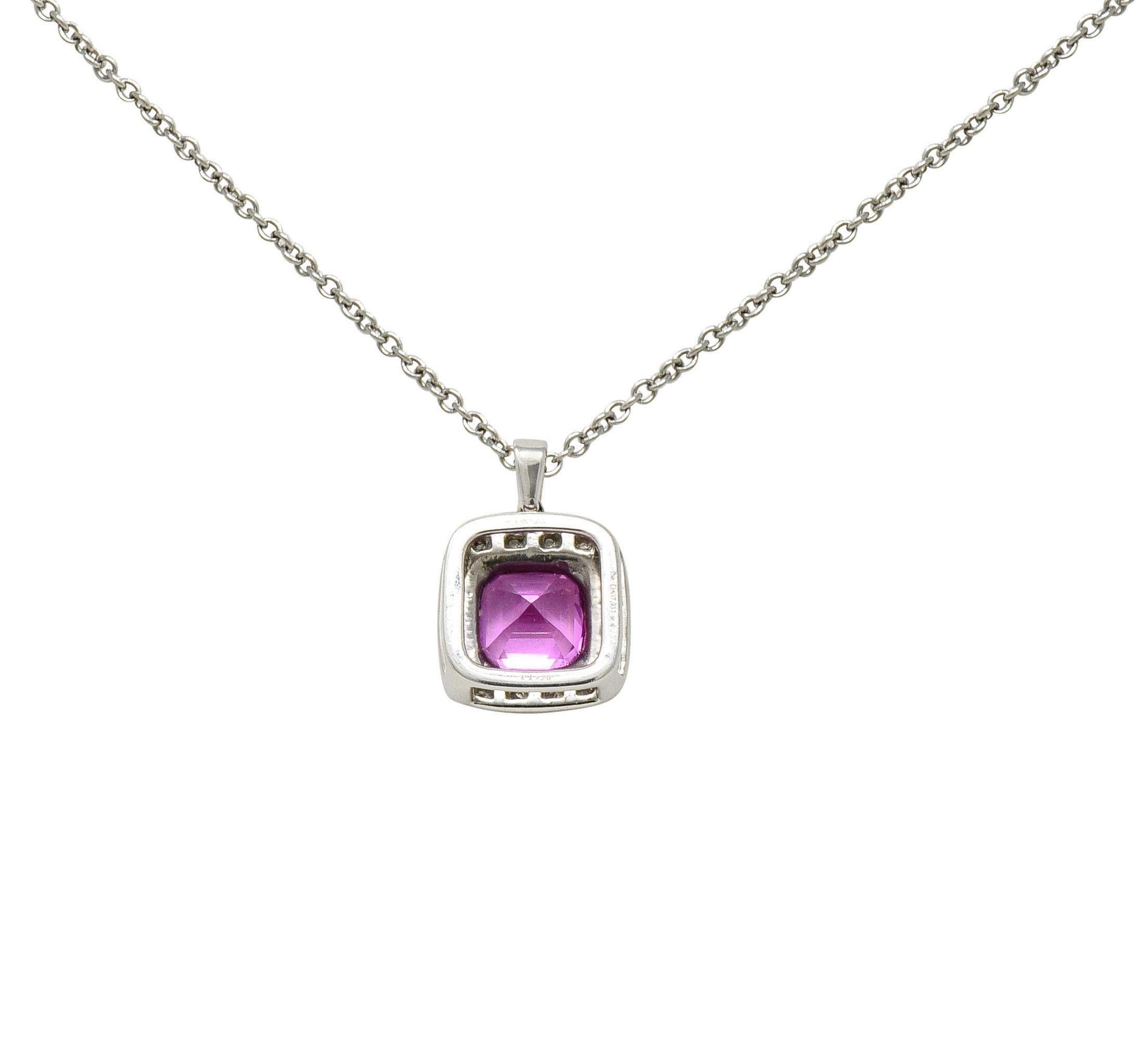 Tiffany & Co. Pink Sapphire Diamond Platinum Legacy Pendant Necklace 2