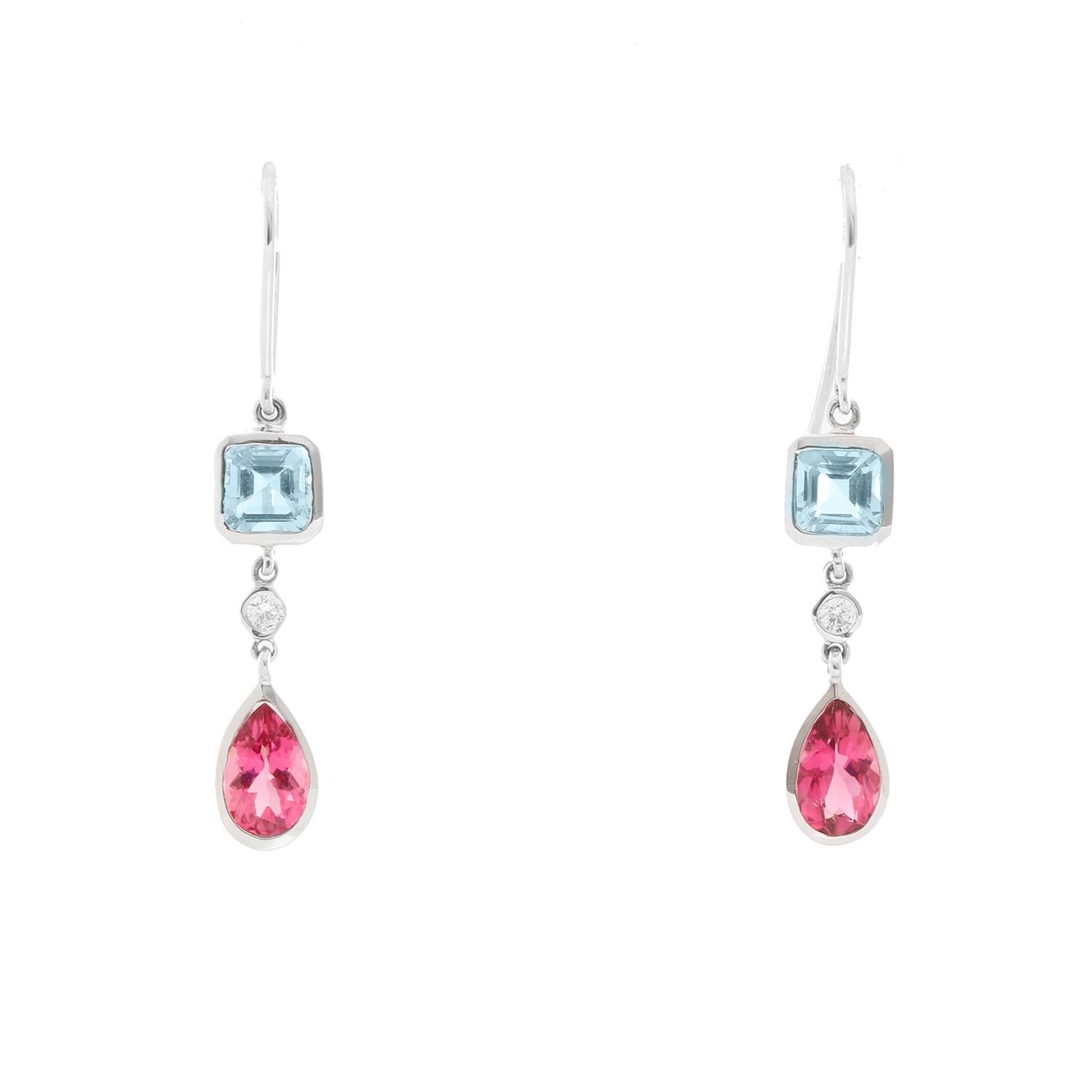 Tiffany and Co. Pink Tourmaline and Aquamarine Earrings and Necklace at ...