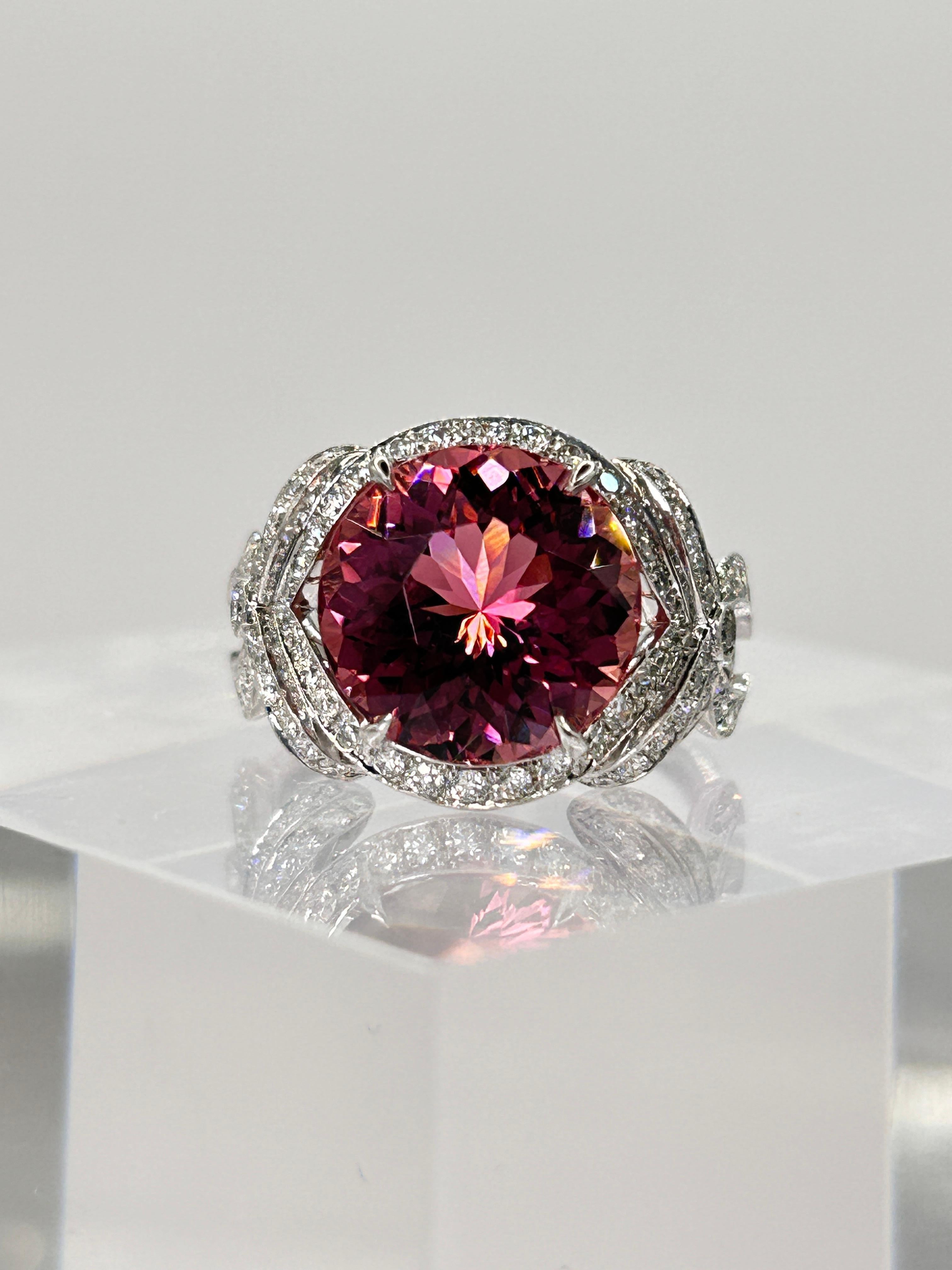 Tiffany & Co Pink Tourmaline and Diamond Platinum Ring 1