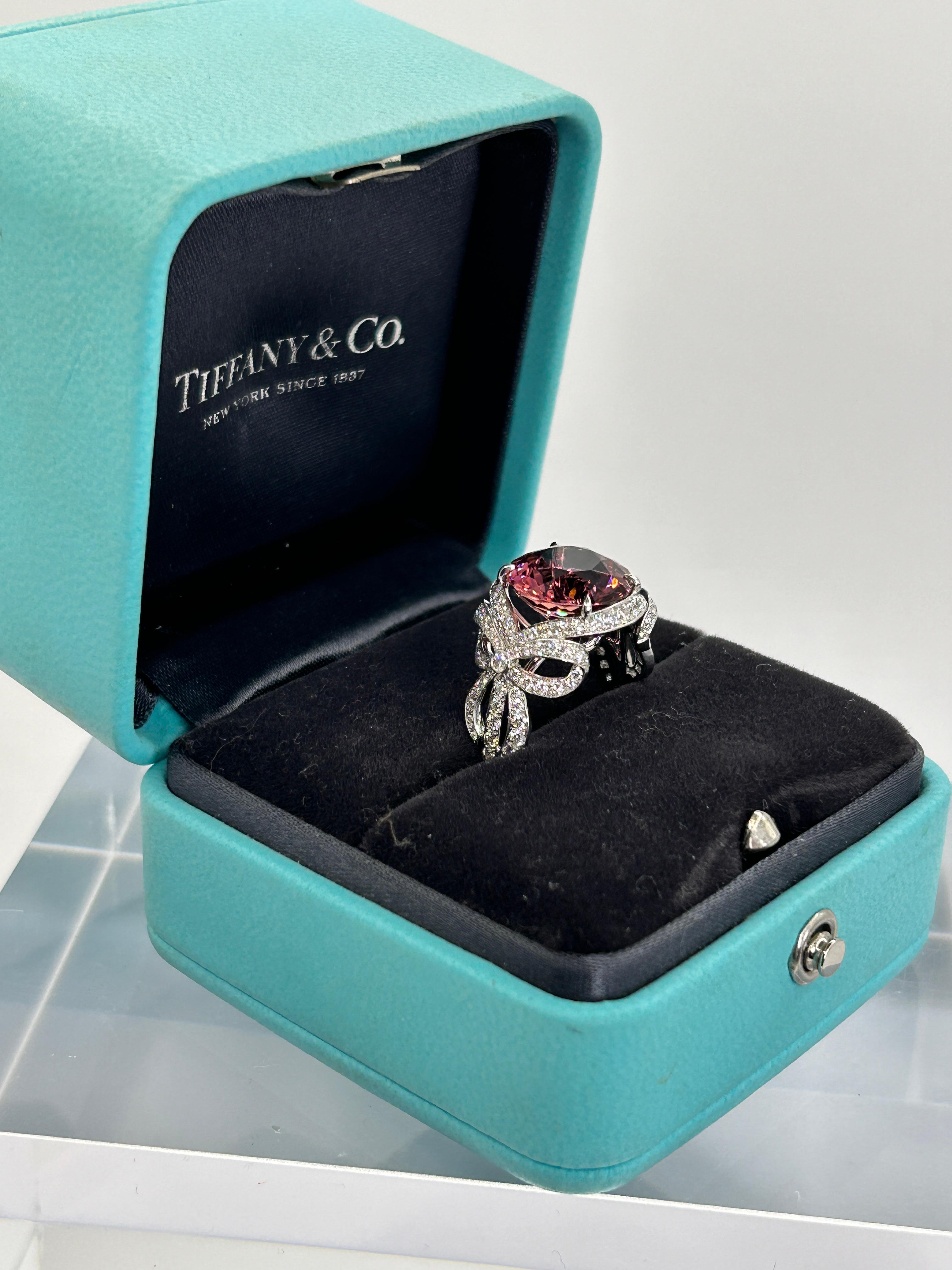 Tiffany & Co Pink Tourmaline and Diamond Platinum Ring 3