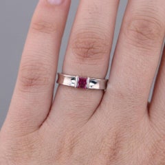 Tiffany & Co. Pink Tourmaline Baguette 18k White Gold Stacking Ring