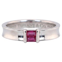Tiffany & Co. Pink Tourmaline Baguette 18k White Gold Stacking Ring