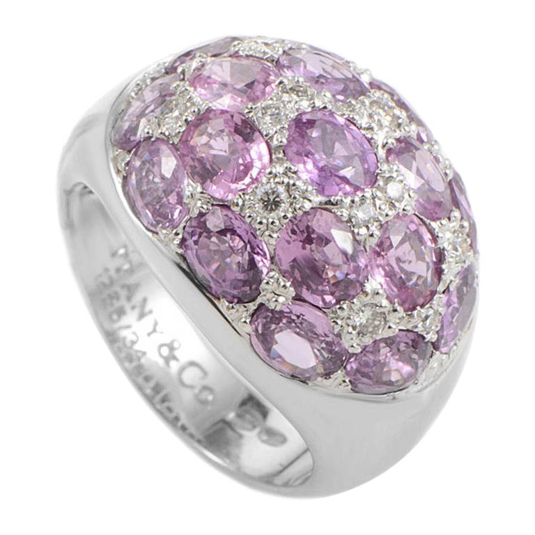 Tiffany & Co. Pinker Turmalin-Diamant-Weißgold-Dome-Ring