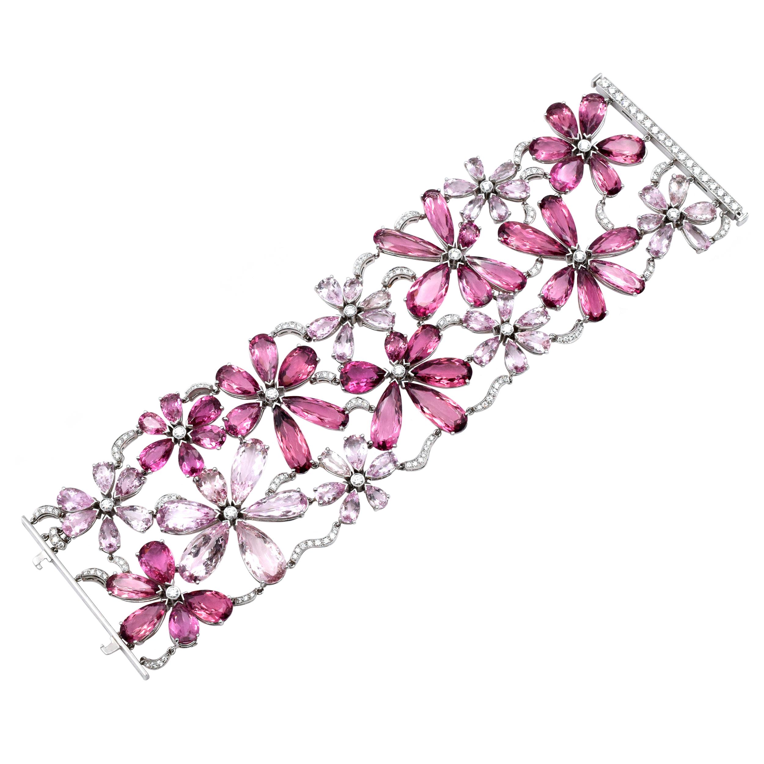 Pear Cut Tiffany & Co. Pink Tourmaline, Morganite and Diamond Bracelet For Sale