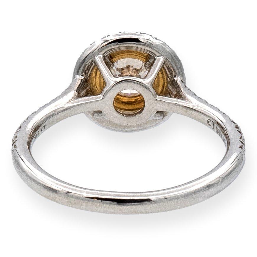 Round Cut Tiffany & Co. Plat 18K Soleste Round Fancy Pink Diamond Engagement Ring .89ct TW