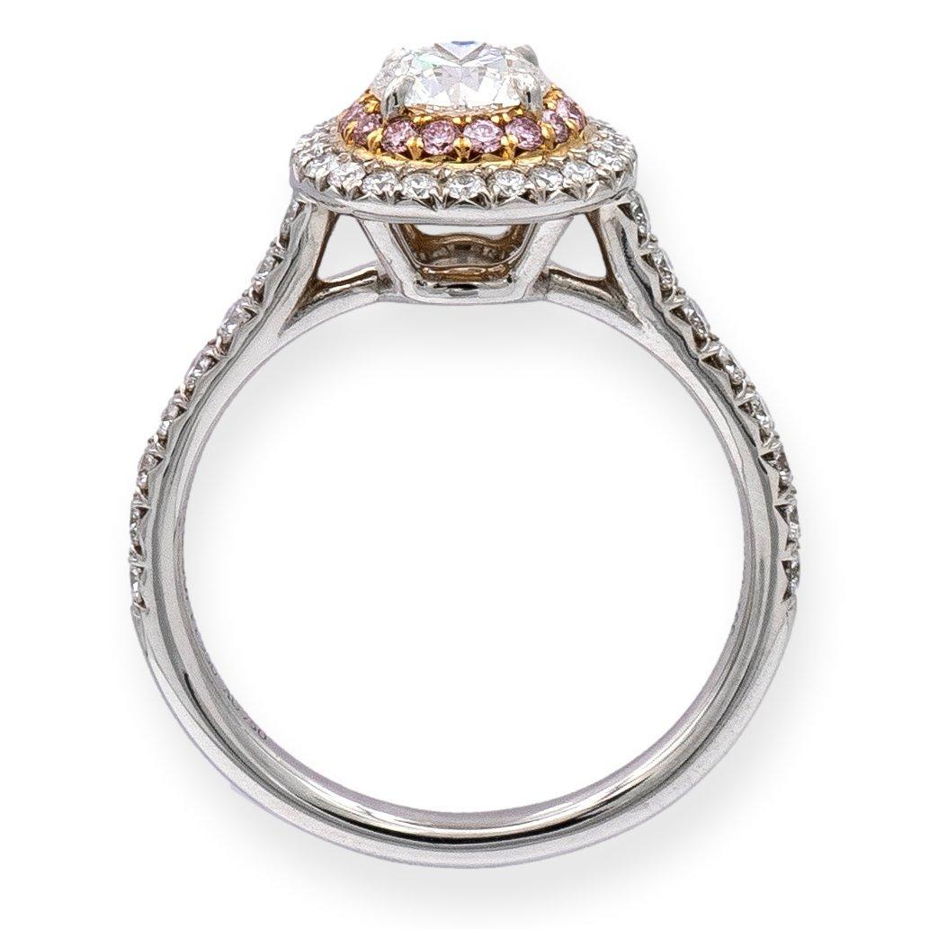 Women's Tiffany & Co. Plat 18K Soleste Round Fancy Pink Diamond Engagement Ring .89ct TW