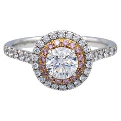 Tiffany & Co. Plat 18K Soleste Round Fancy Pink Diamond Engagement Ring .89ct TW