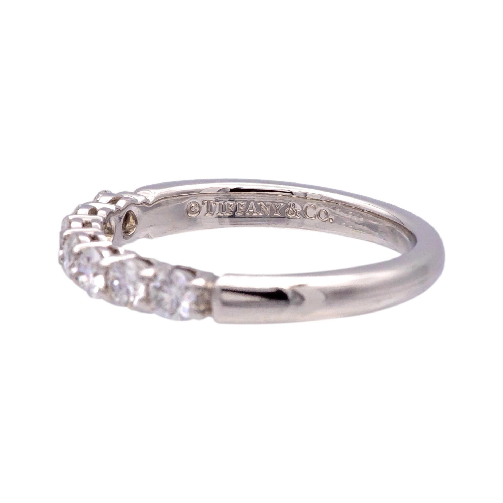 Contemporary Tiffany & Co. Plat 7 Stone Forever Half Circle Diamond Band Ring .57cts w/ recpt