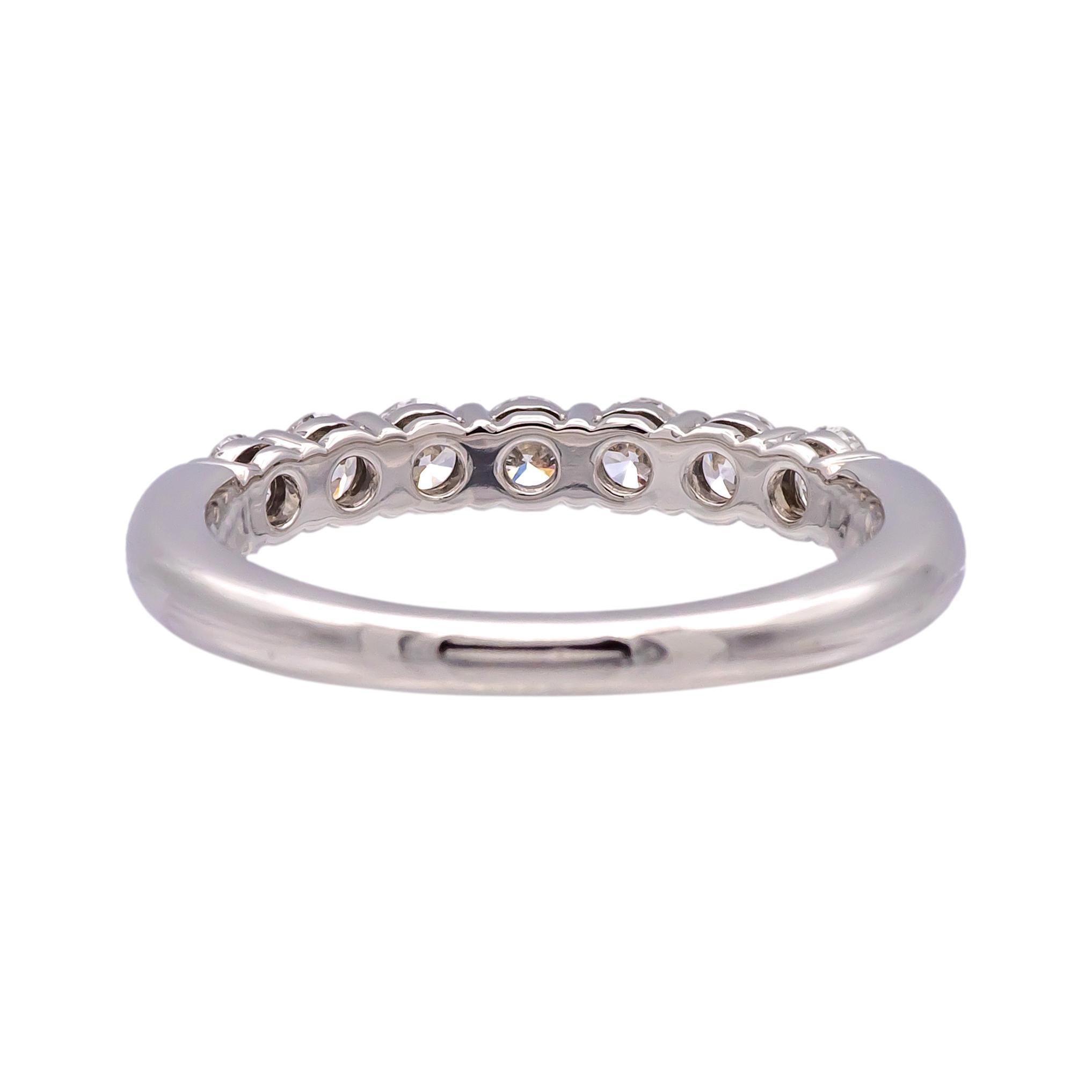 Round Cut Tiffany & Co. Plat 7 Stone Forever Half Circle Diamond Band Ring .57cts w/ recpt