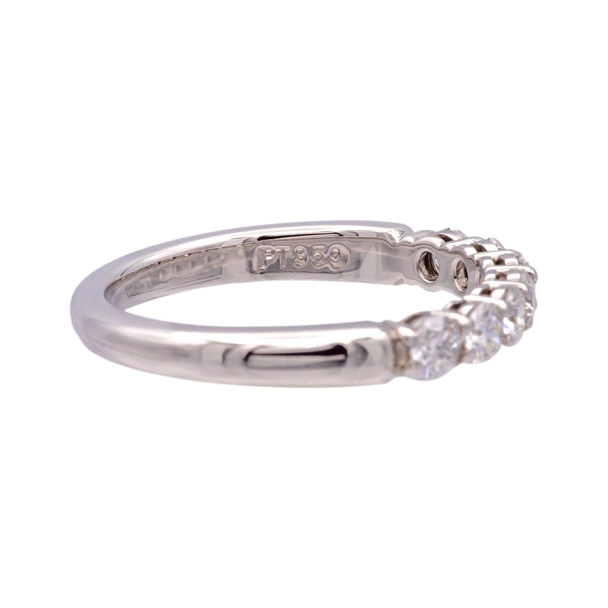 Tiffany & Co. Plat 7 Stone Forever Half Circle Diamond Band Ring .57cts w/ recpt In Excellent Condition In New York, NY