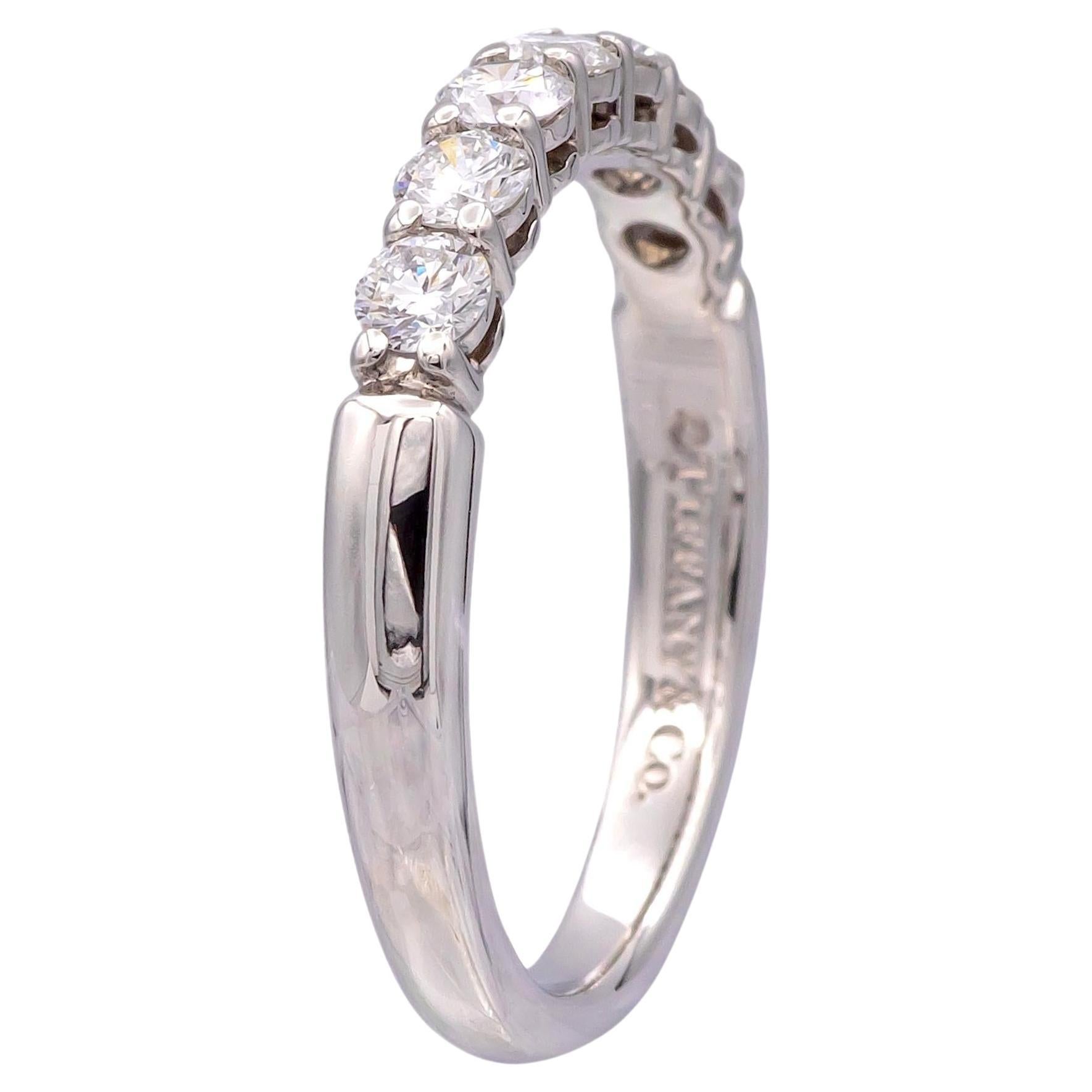 Tiffany & Co. Plat 7 Stone Forever Half Circle Diamond Band Ring .57cts w/ recpt
