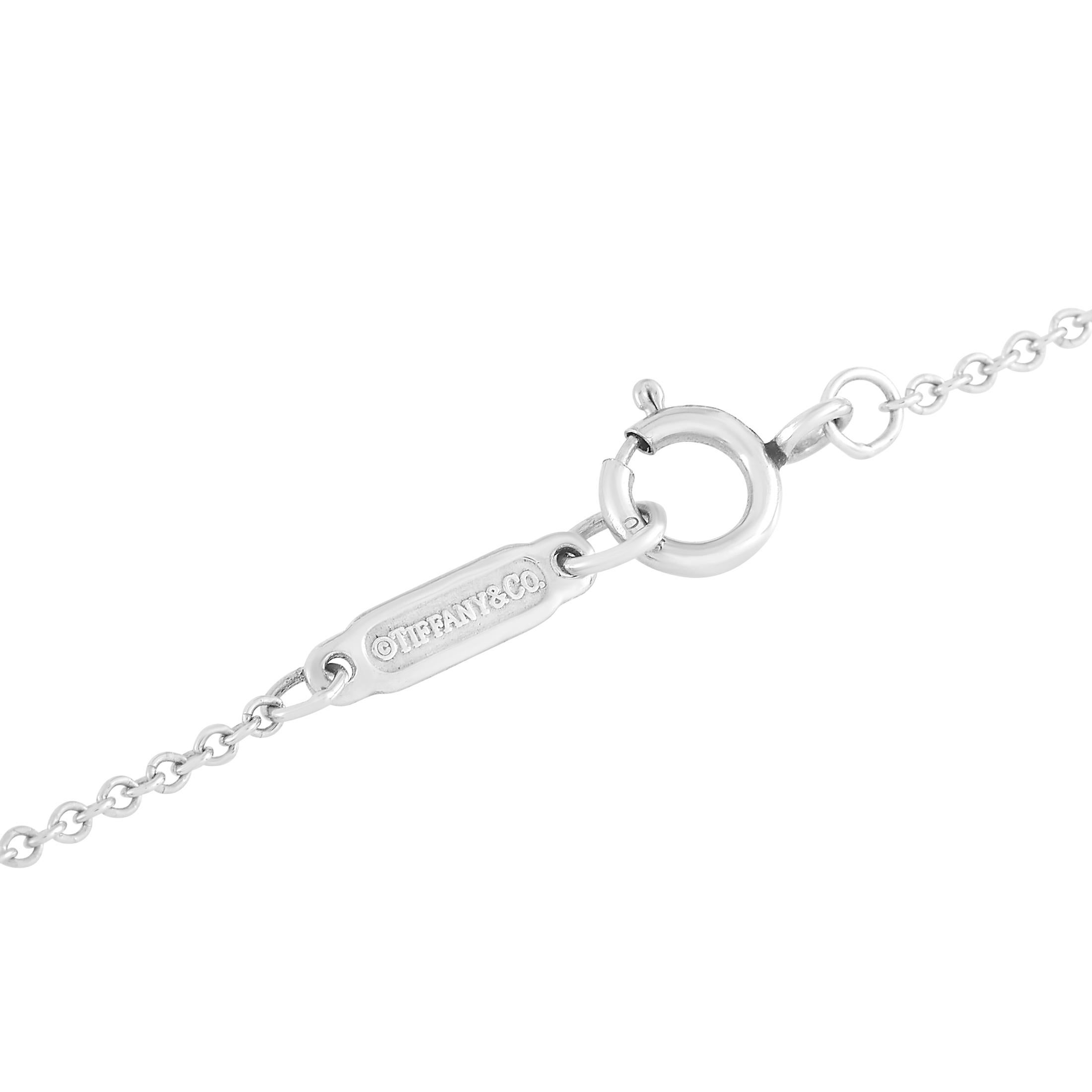 Round Cut Tiffany & Co. Platinum 0.17 Ct Diamond Heart Pendant Necklace