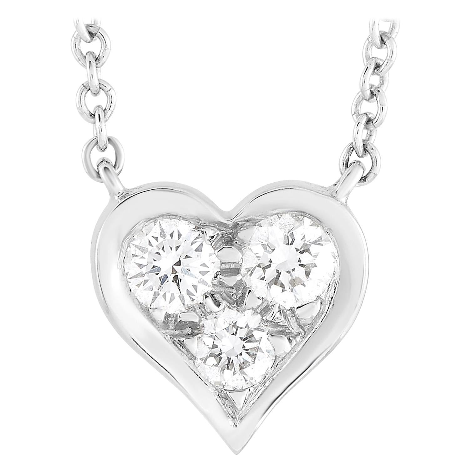 Tiffany & Co. Platinum 0.17 Ct Diamond Heart Pendant Necklace