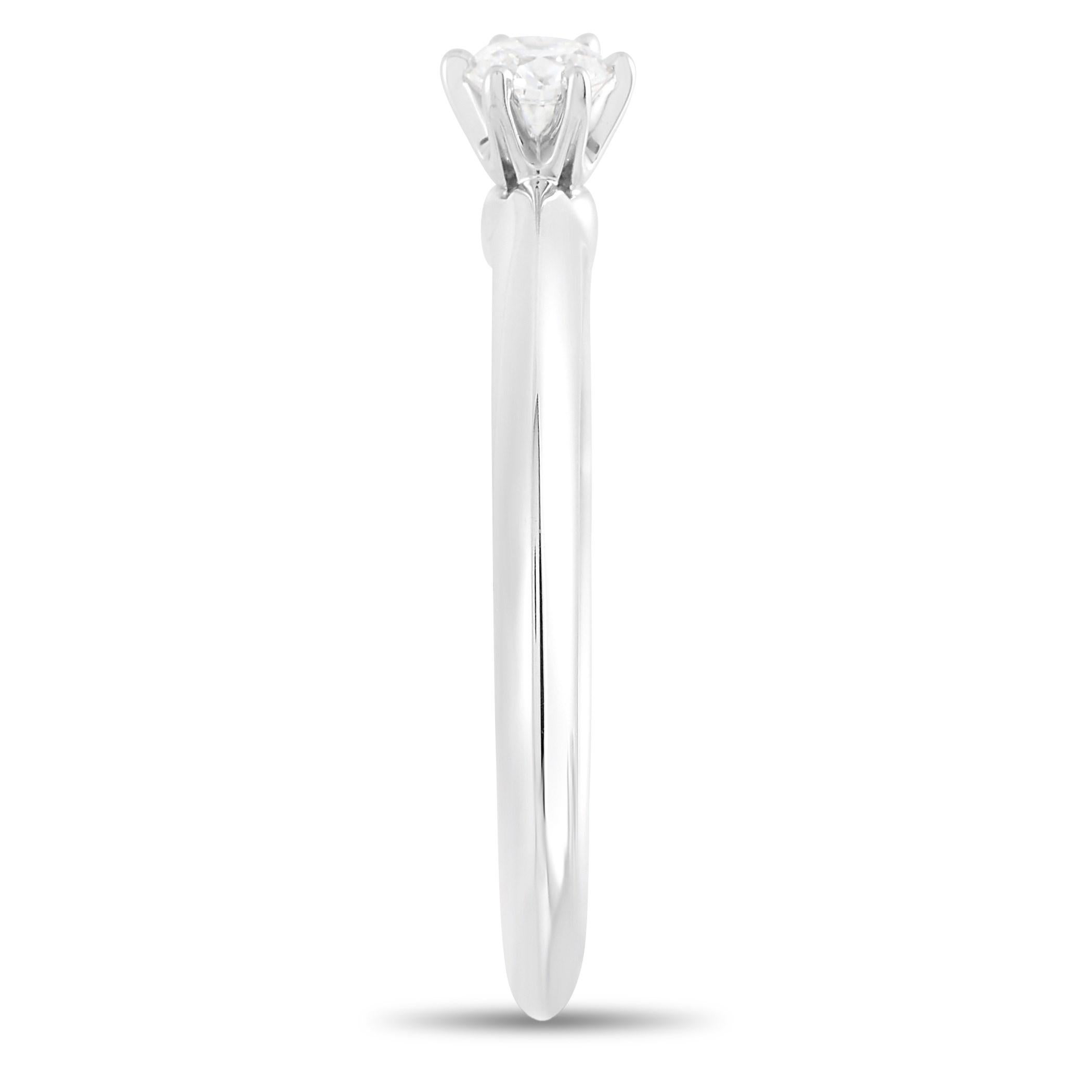 Round Cut Tiffany & Co. Platinum 0.19 Carat Diamond F-VS1 Engagement Ring