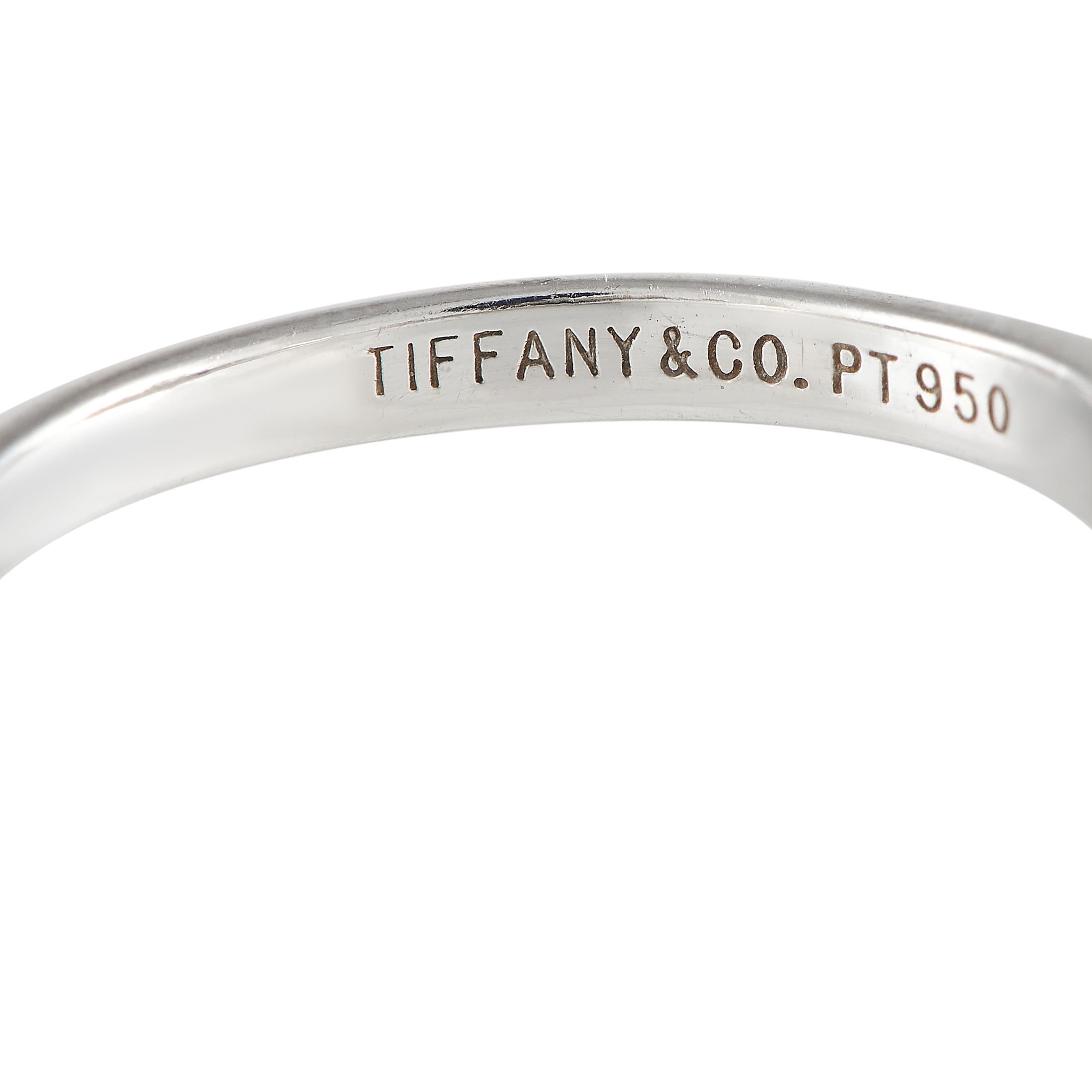 Round Cut Tiffany & Co. Platinum 0.19 Carat Diamond Knife Edge Solitaire Engagement Ring