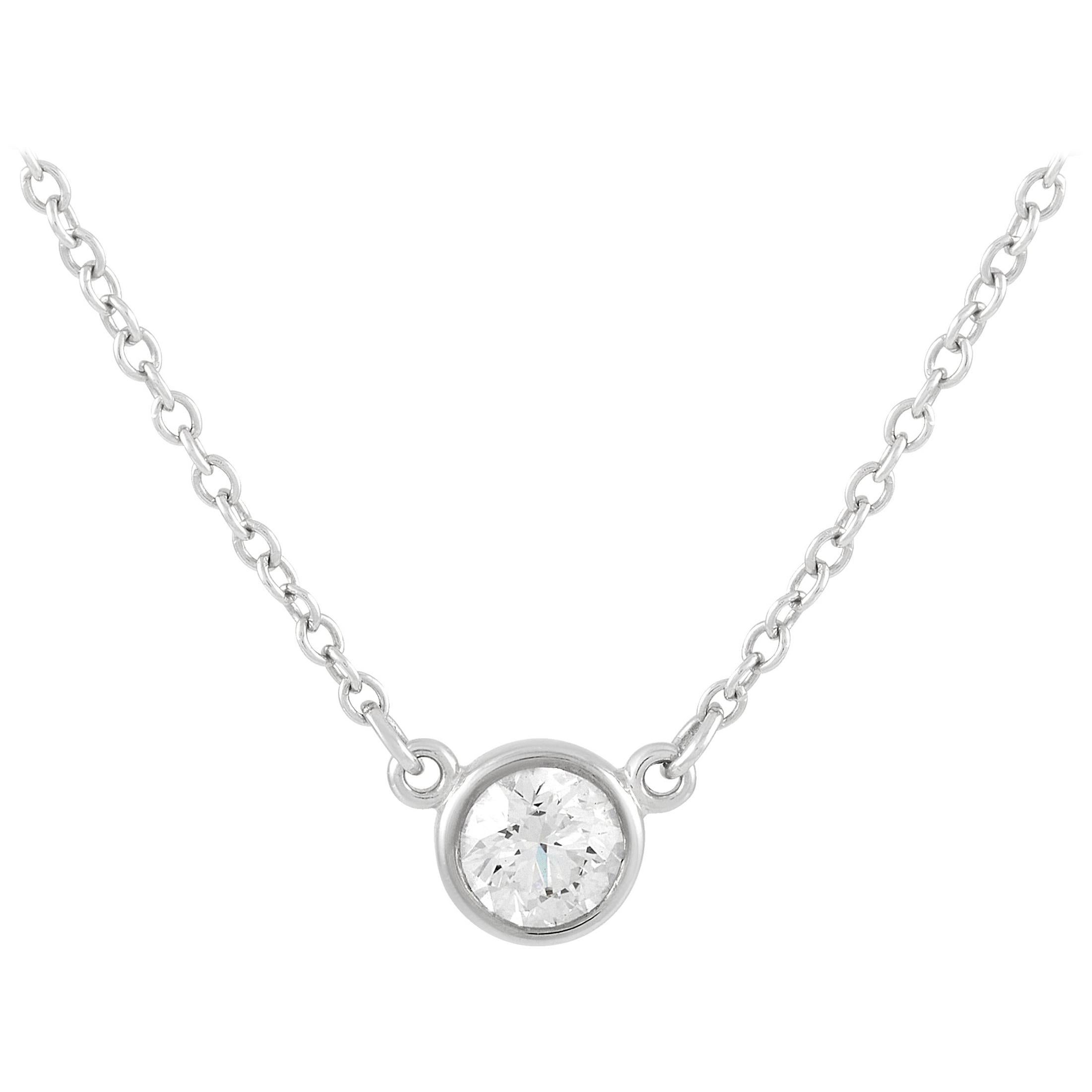 Tiffany & Co. Platinum 0.25 Carat Round Diamond by the Yard Solitaire Necklace