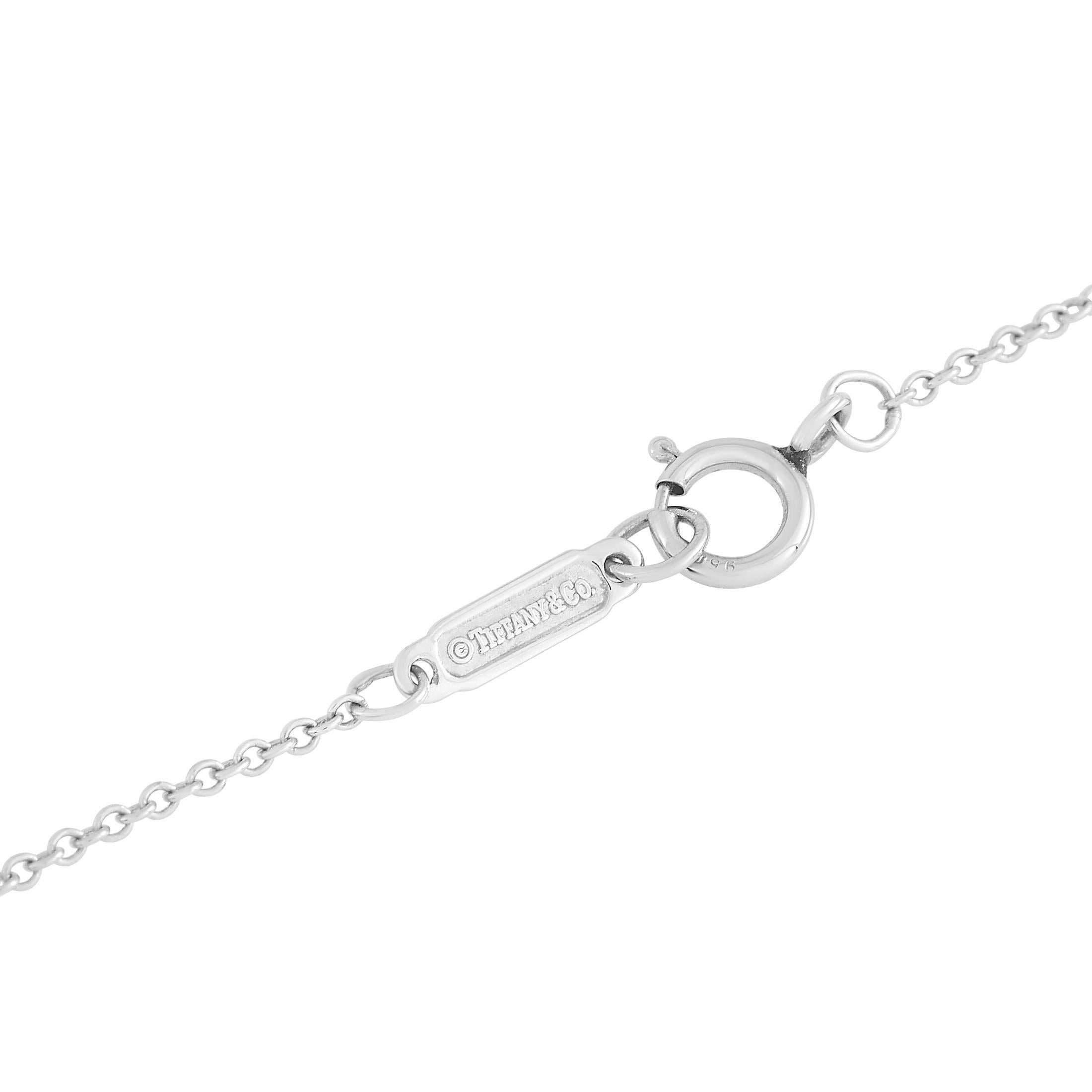 Round Cut Tiffany & Co. Platinum 0.25 Diamond Flower Pendant Necklace