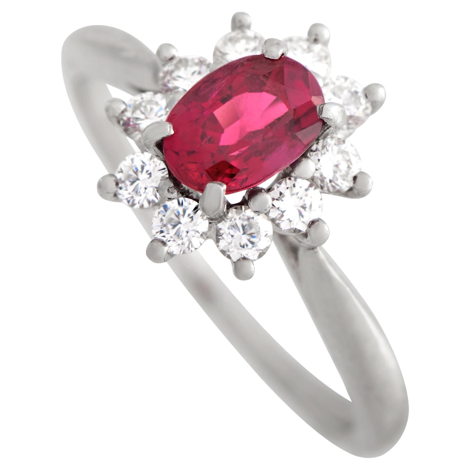 Tiffany & Co. Platinum 0.25ct Diamond and Ruby Ring